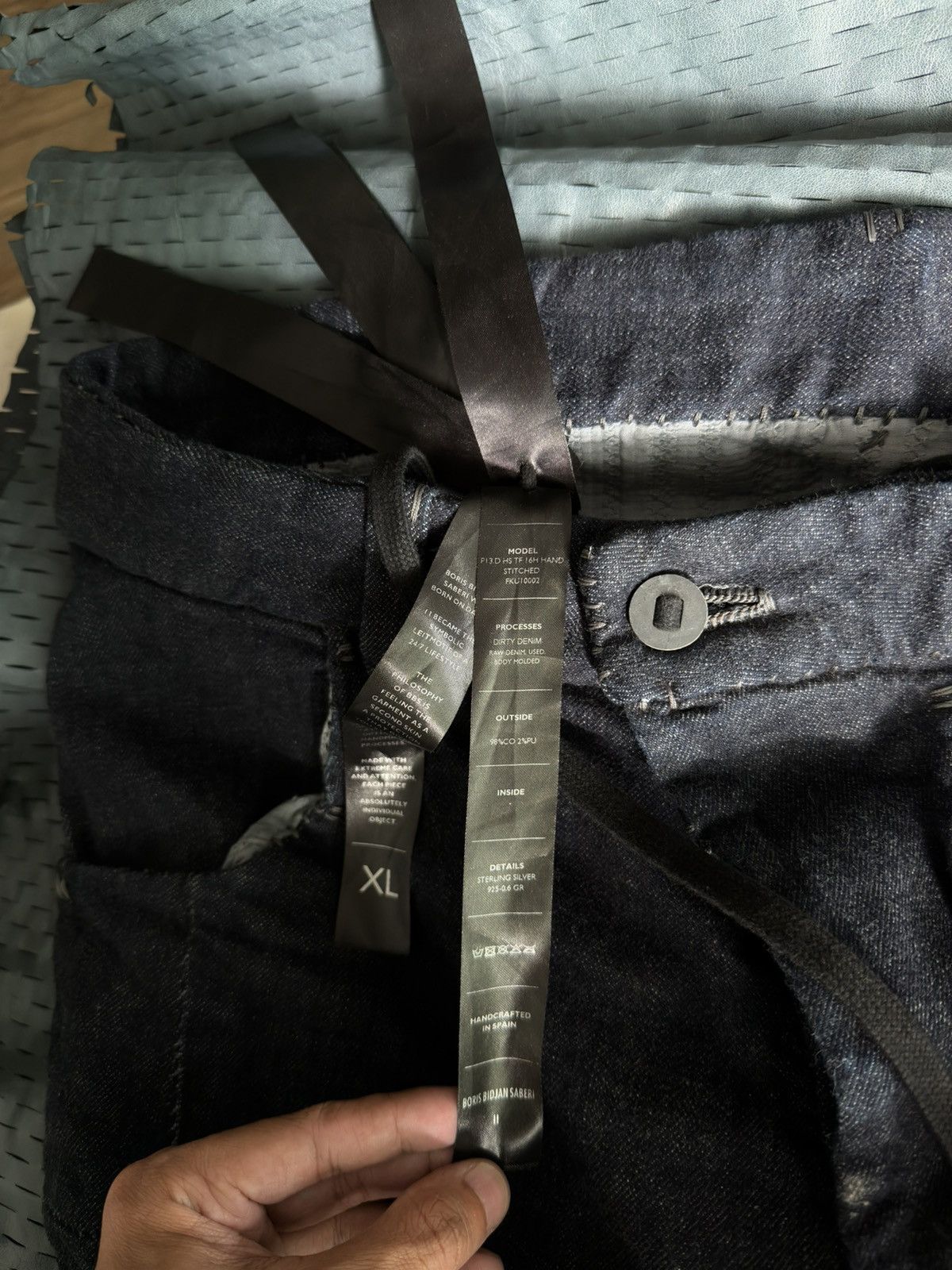 Boris Bidjan Saberi Boris Bidjan Saberi PH13 HS Handstitched Denim Pants Size US 34 / EU 50 - 9 Thumbnail
