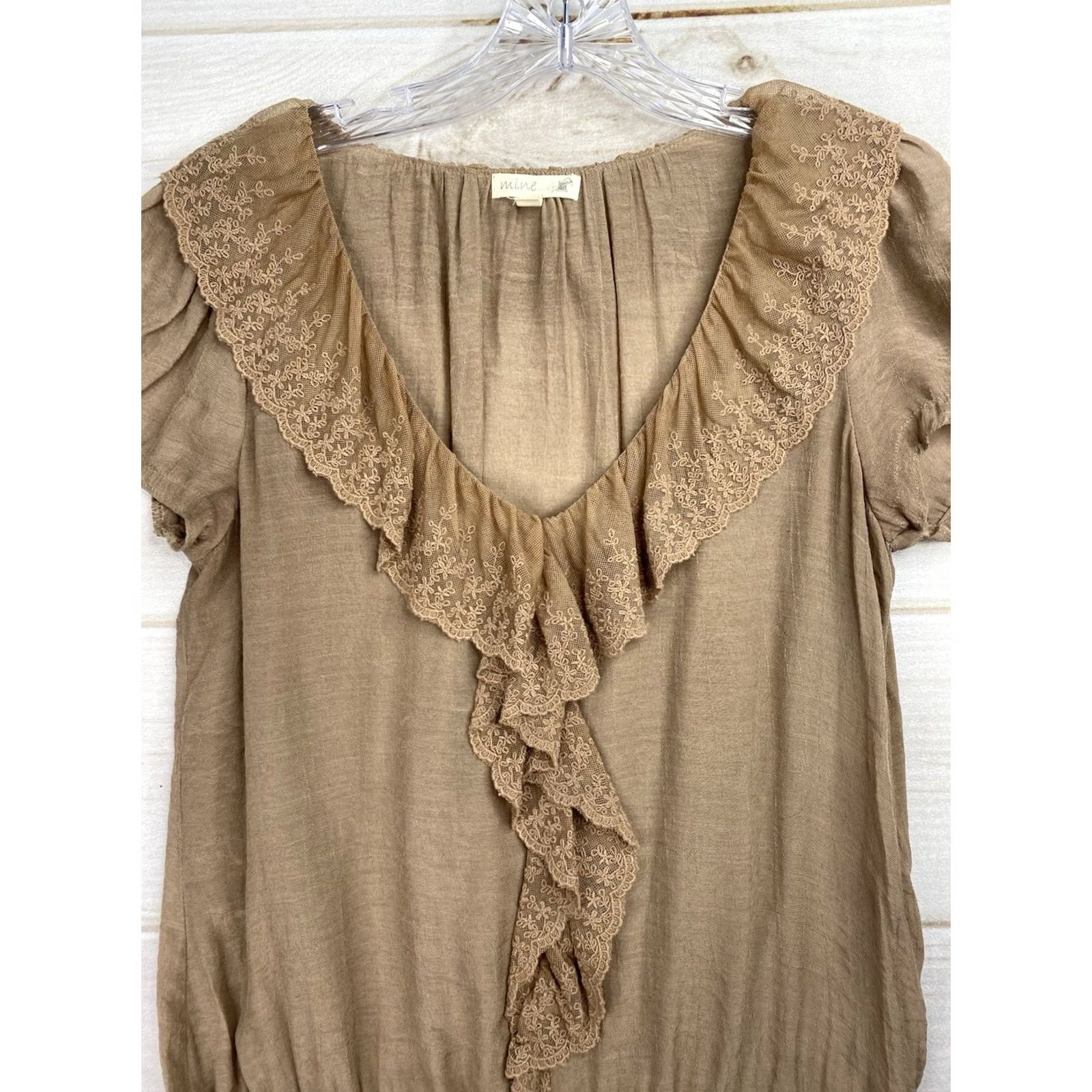 Etro Mine Womens Top L Brown Lace Trim Peplum Boho Coquette Retro Y2K Shirt Girls Ladies Brown Lace Trim Peplum Top Size L / US 10 / IT 46 - 2 Thumbnail