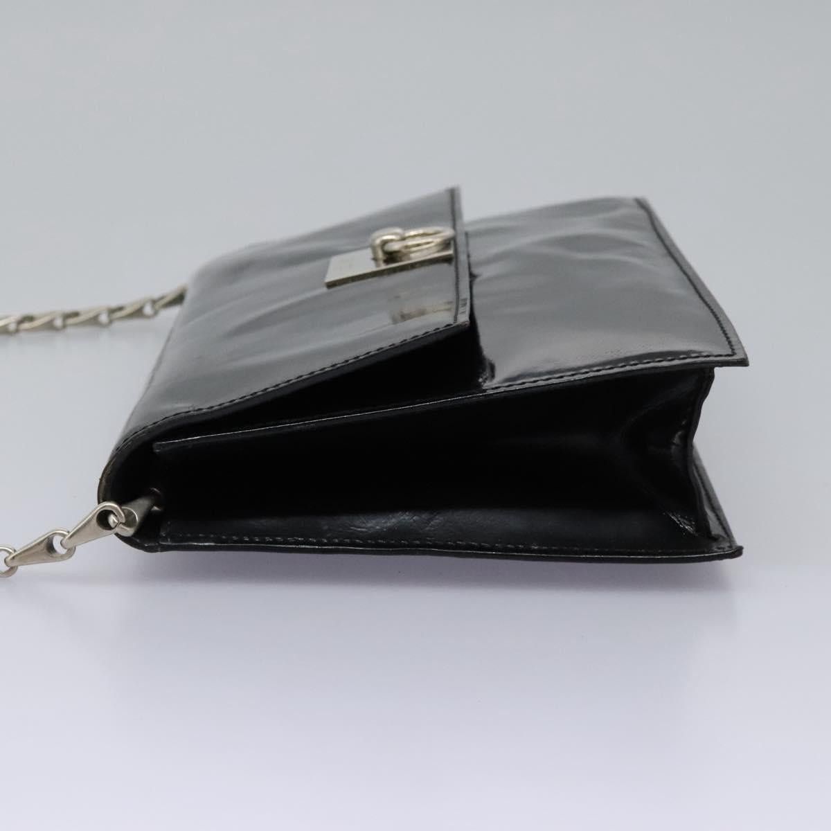 Celine CELINE Chain Shoulder Bag Enamel Black Silver Size ONE SIZE - 4 Thumbnail
