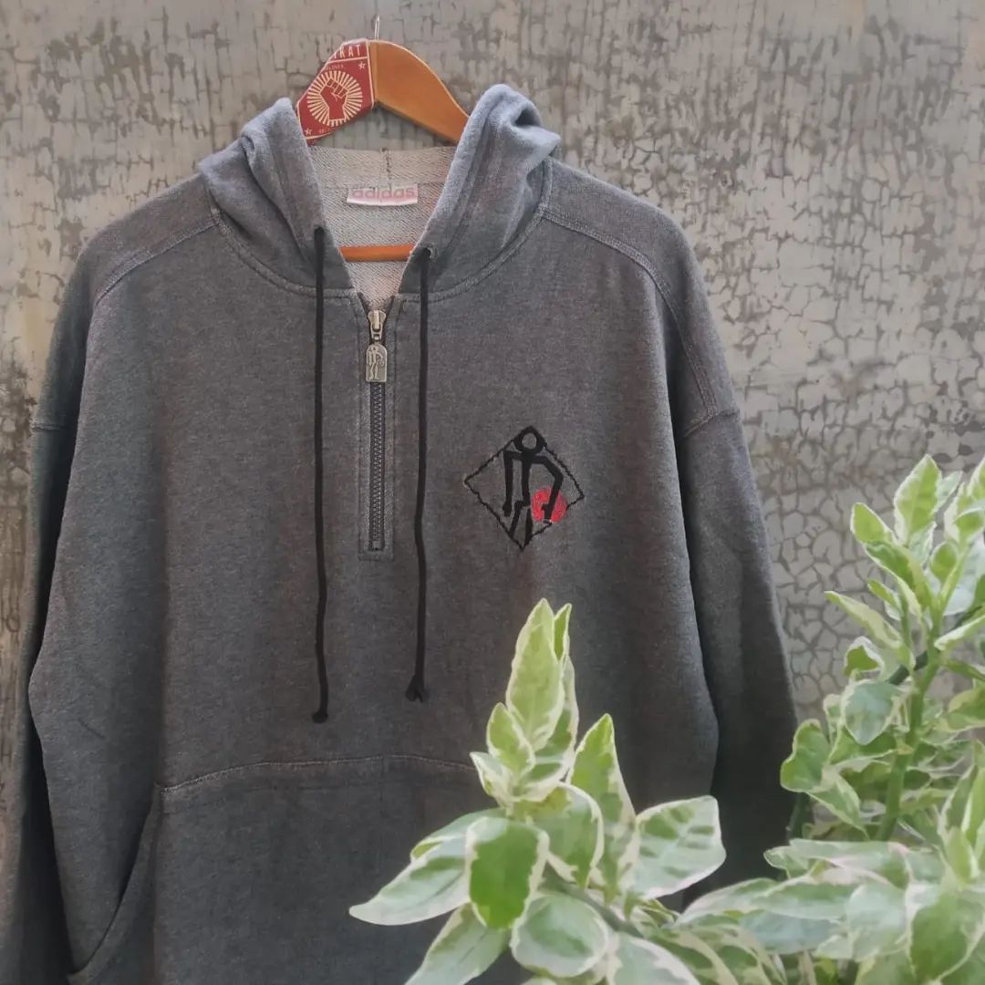 image of Adidas Streetball Half Zip Hoodie Classic Streetwear in Grey, Men's (Size Large)