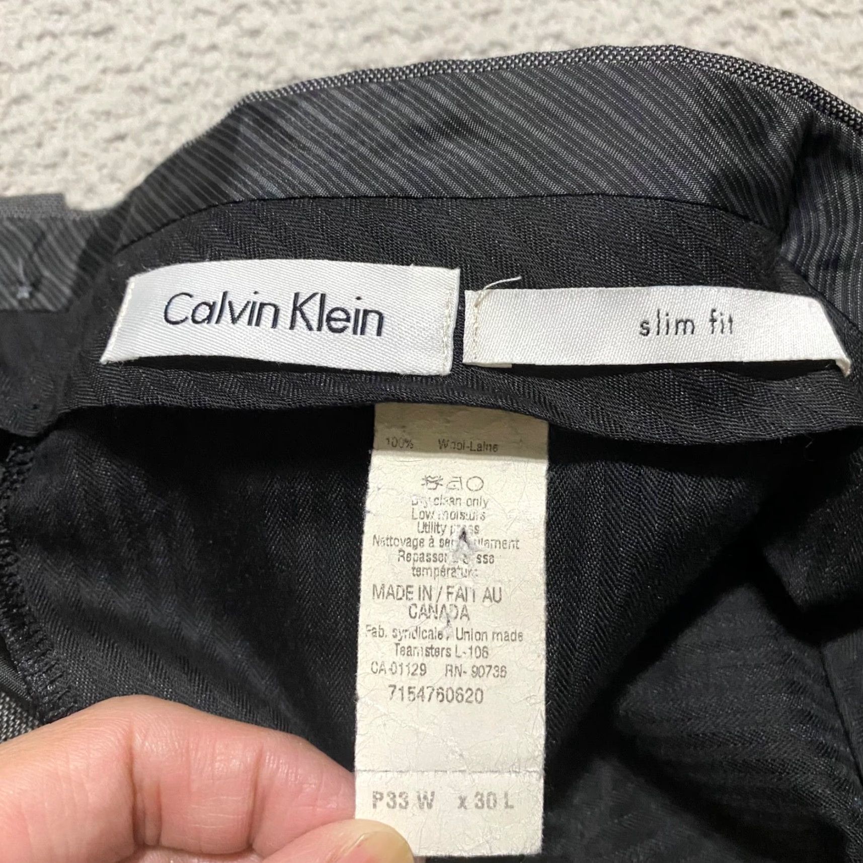 Calvin Klein Calvin Klein Dress Pants Mens Gray 33x30 Flat Front Wool Straight Dress Pants Mens Regular Size US 33 - 3 Thumbnail