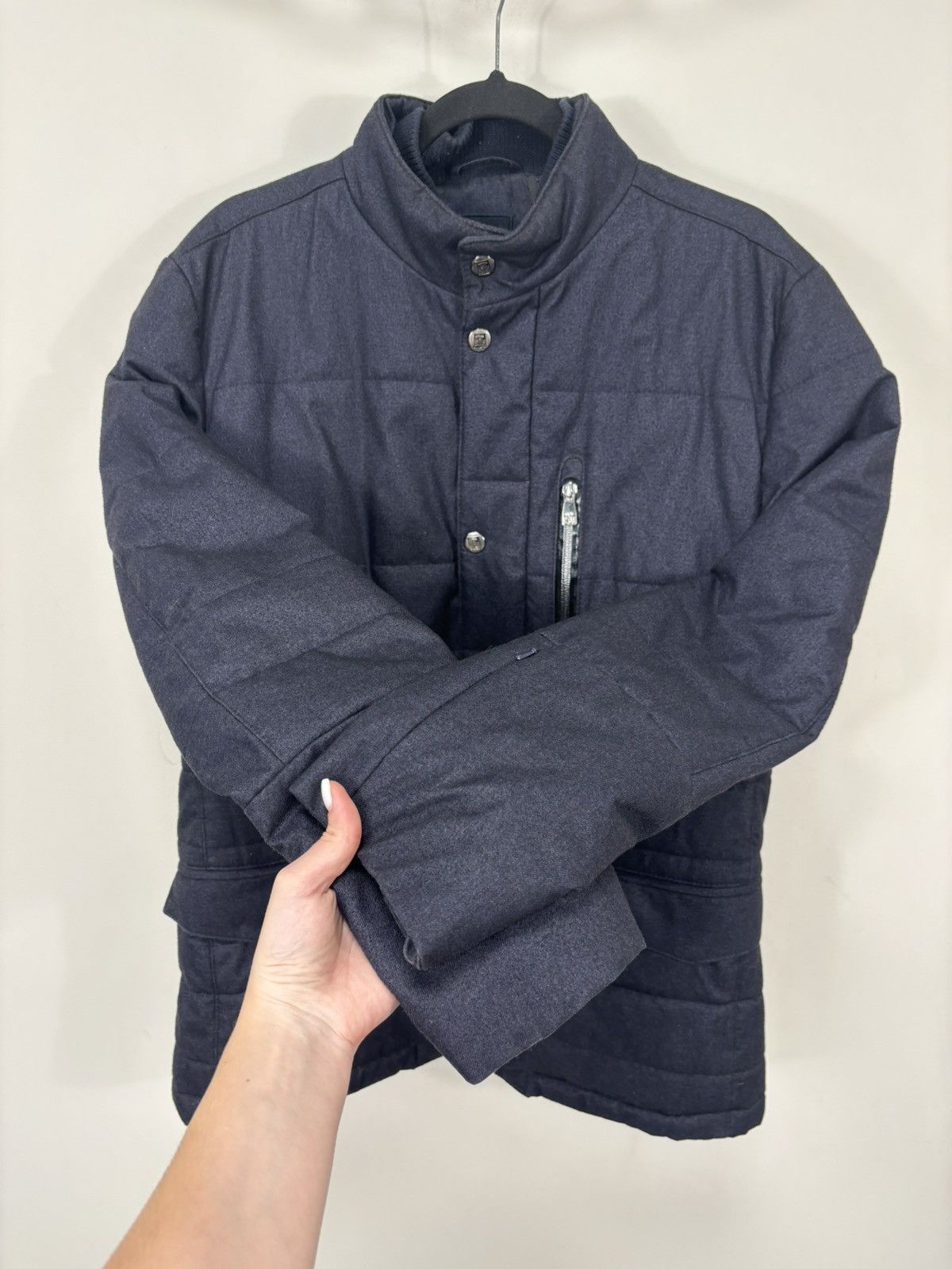 Corneliani Corneliani ID Men’s Navy Dual Closure Zip Snap Padded Jacket Size US M / EU 48-50 / 2 - 10 Thumbnail