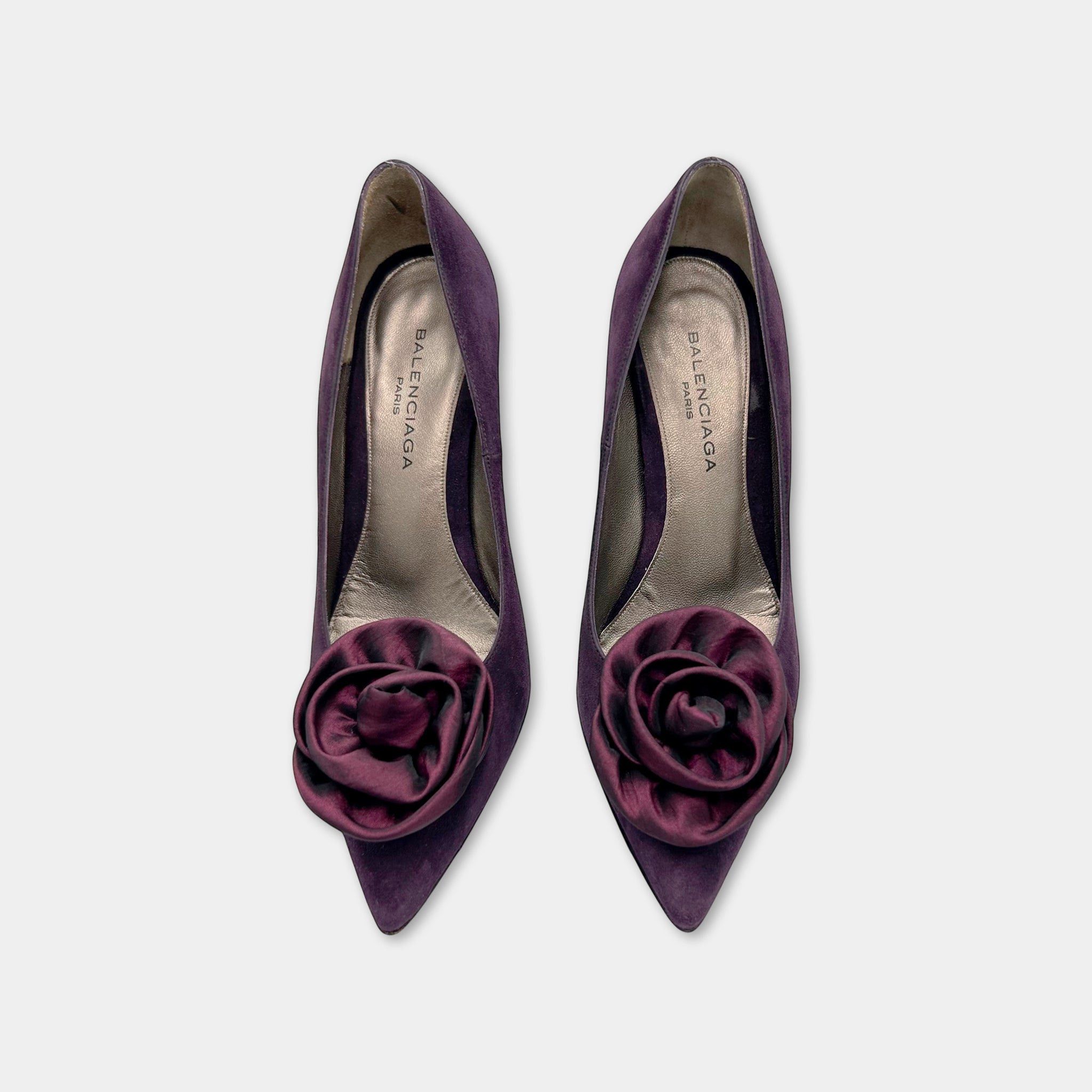 Balenciaga Balenciaga 2002 Purple Suede Rose Pumps Size US 7 / IT 37 - 3 Thumbnail