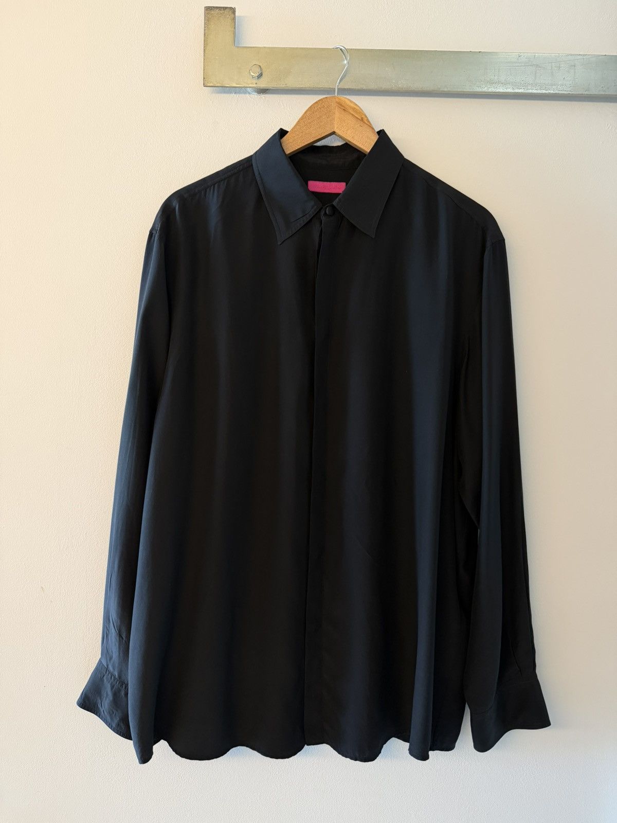 Valentino Valentino Men's Silk Dress Shirt in Nero Size US M / EU 48-50 / 2 - 4 Thumbnail