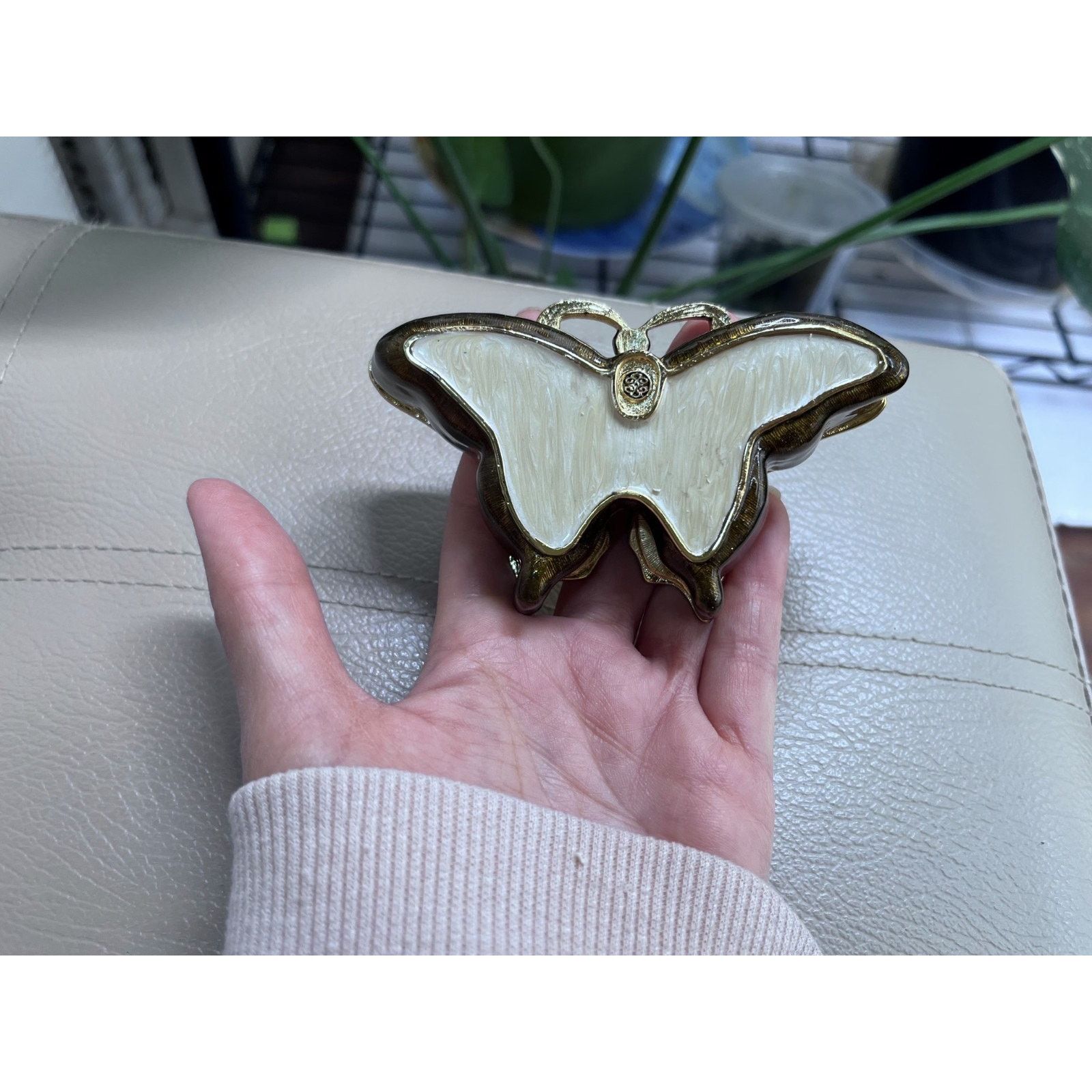 Other Vintage Enameled Yellow & Green Butterfly Trinket Box Size ONE SIZE - 3 Thumbnail