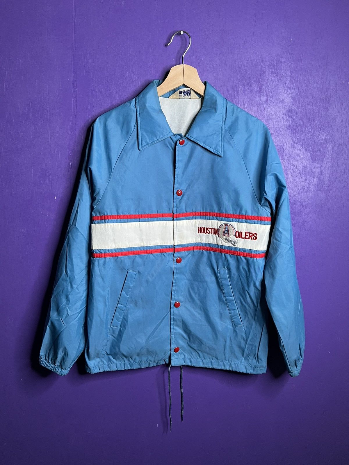 Vintage early 80s Houston oilers windbreaker satin jacket