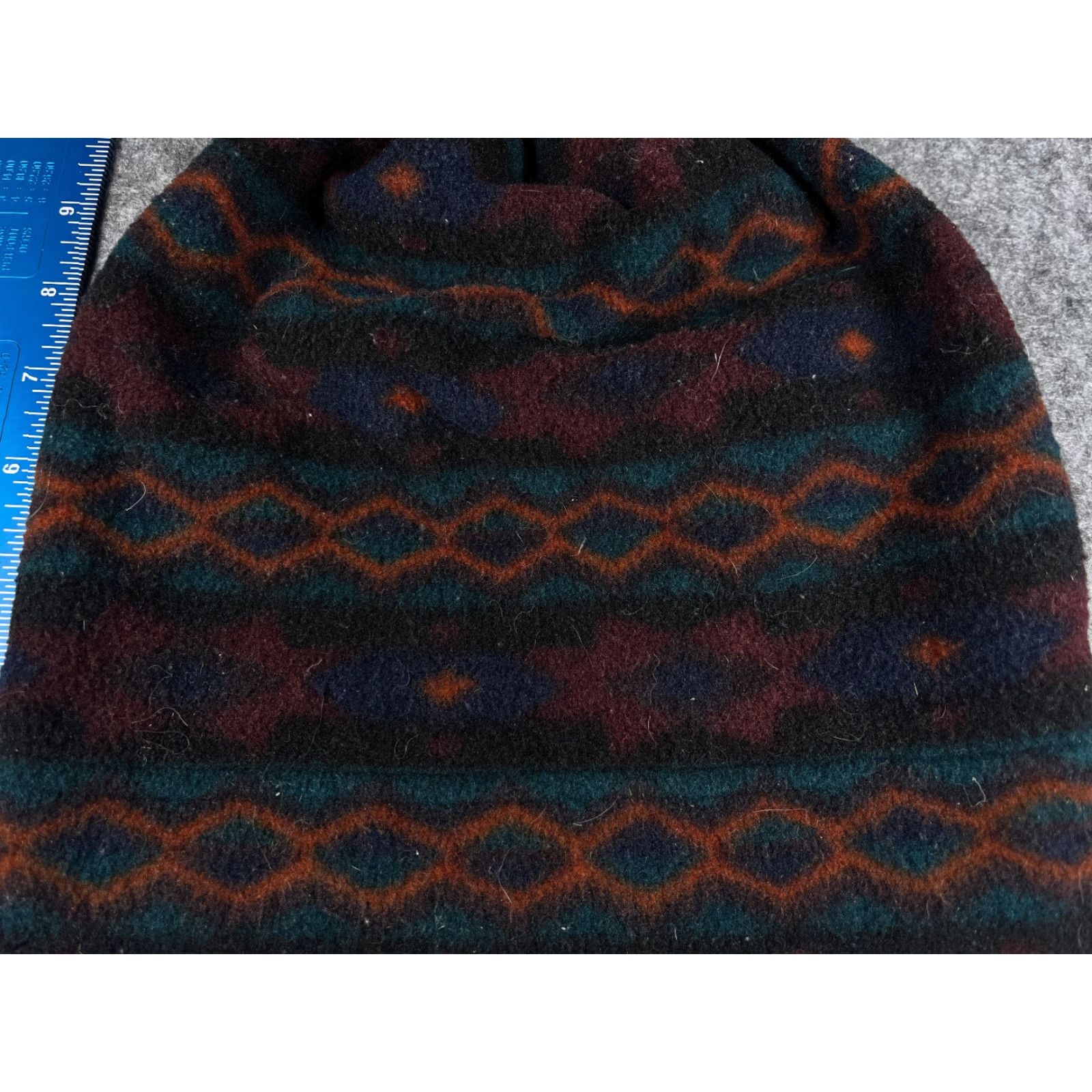 Vintage Beanie Womens One Size Purple Geometric Knit 100% Polyester Pom Hat Size ONE SIZE - 2 Thumbnail