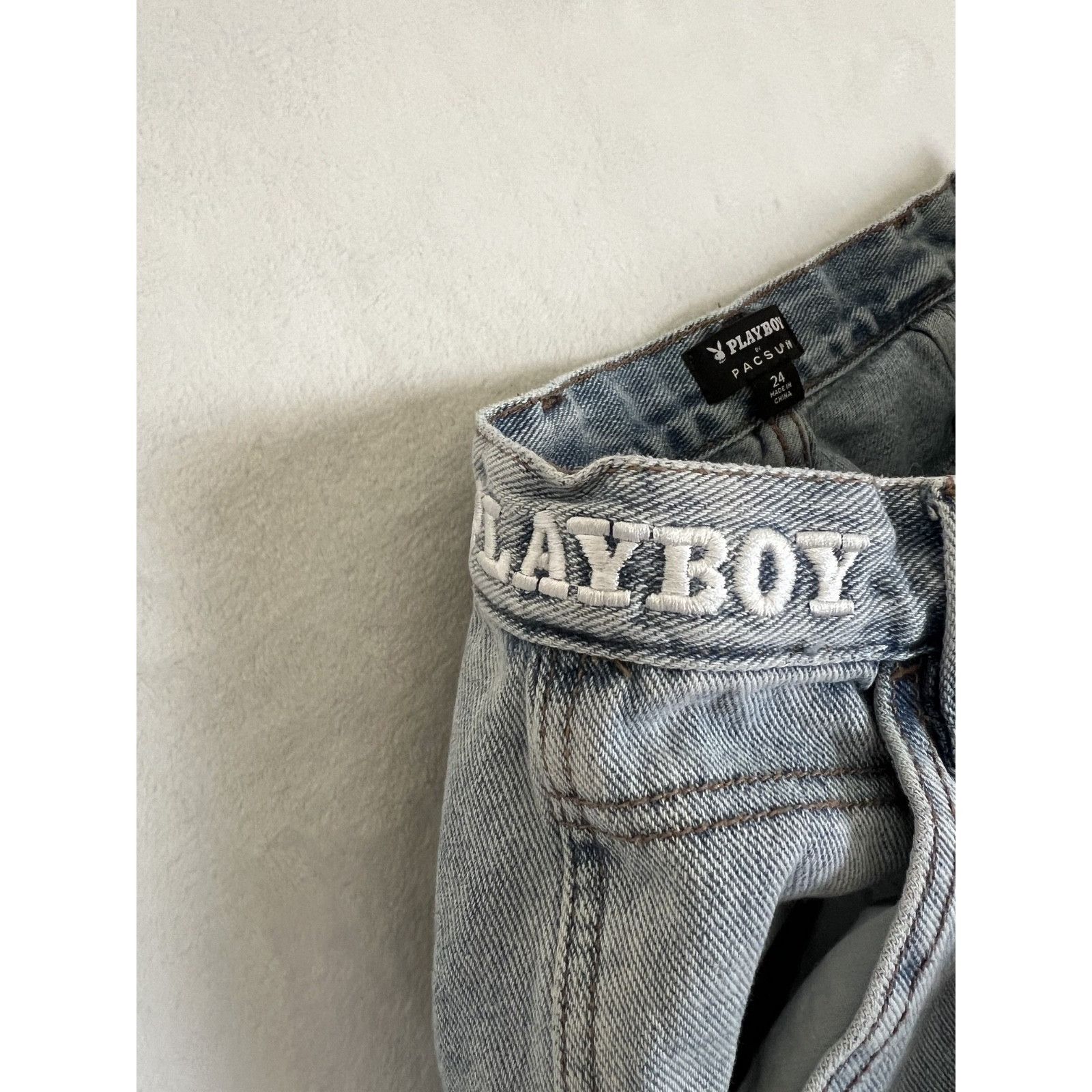 Pacsun Pacsun Playboy Women's Cargo Baggy Wide Leg Jeans Size 24 Y2 Size 42" / US 20 - 4 Thumbnail
