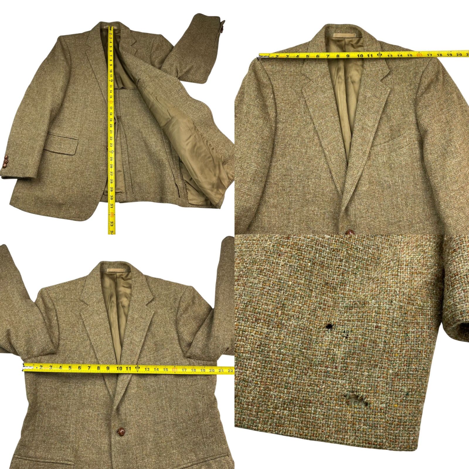 Stanley Blacker VINTAGE Stanley Blacker Blazer 42R Wool Tweed 2-Button Single-Breasted Notch Lapel Men Green Beige Brown Casual Jacket Coat Size 42R - 8 Thumbnail