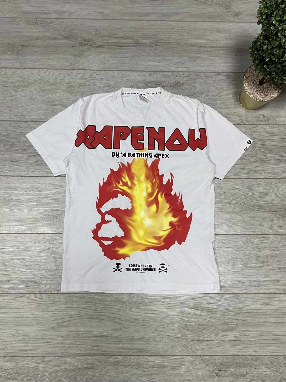 Aape Aape now BAPE flame fire Iron Maiden style Tee big print Size US L / EU 52-54 / 3 - 1 Thumbnail