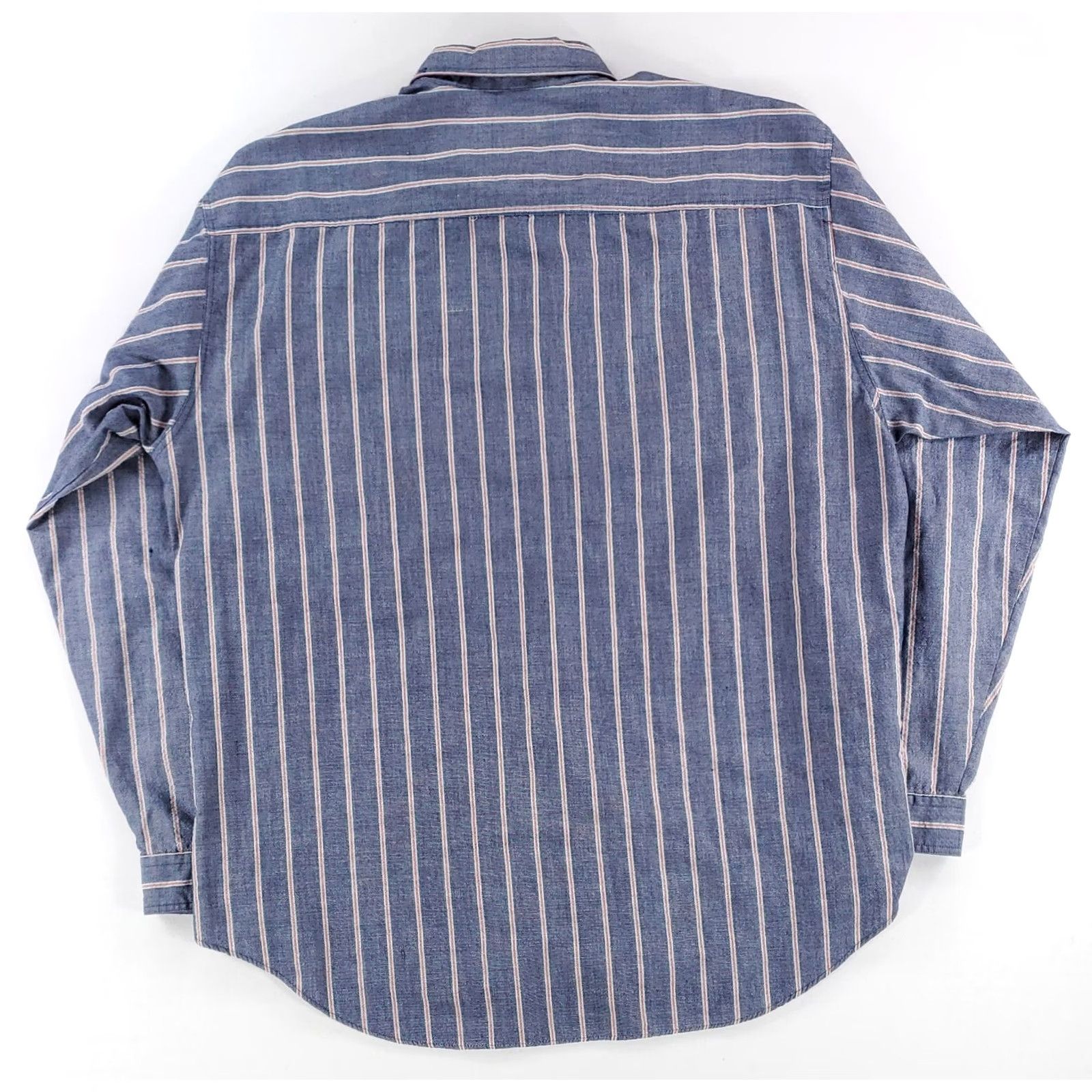 Levi's VINTAGE Levi's Silver Label VTG 90s Button-Up Shirt Long Sleeve Striped Blue Mens XL Shirt Size US XL / EU 56 / 4 - 5 Thumbnail