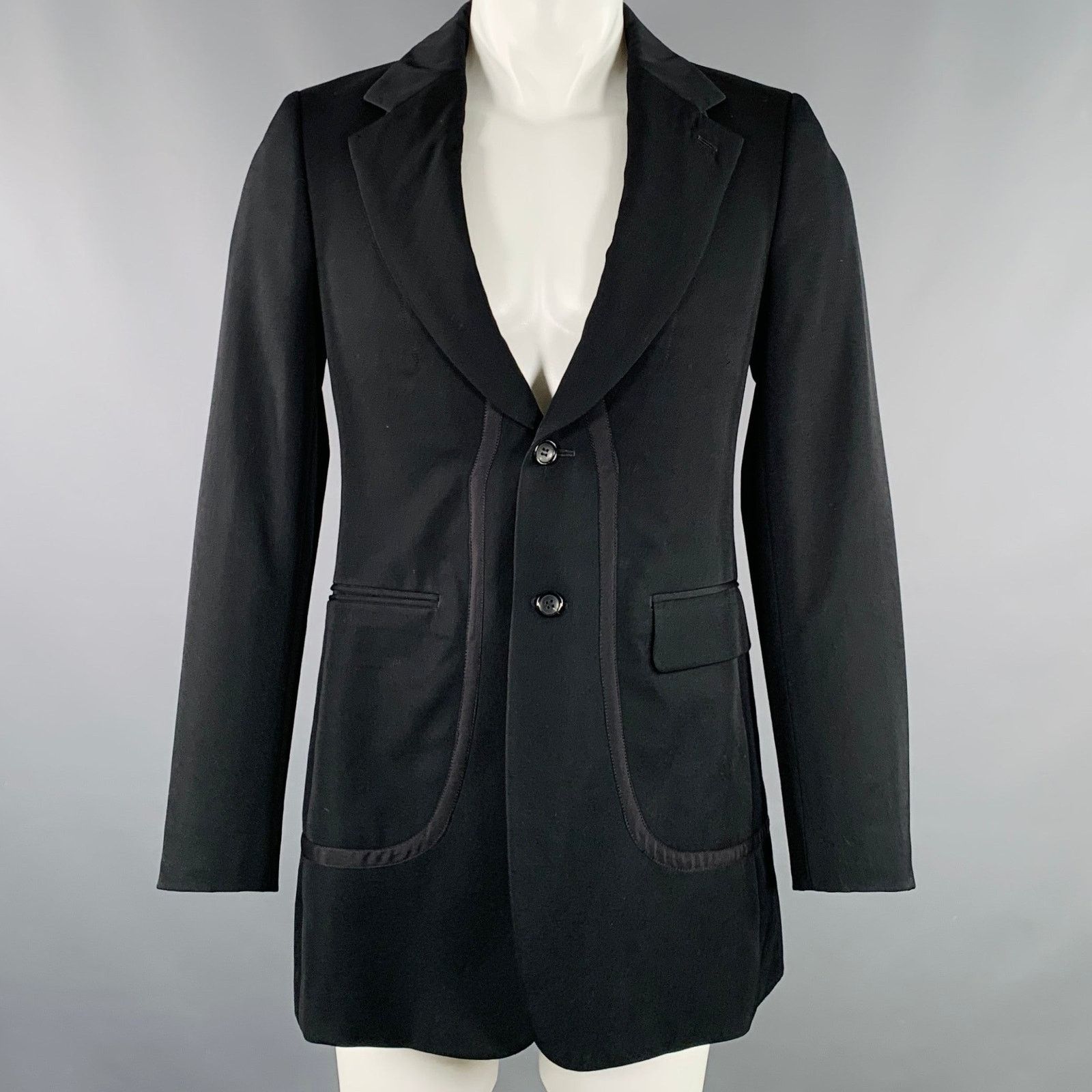 Comme des Garcons Homme Plus PLUS 2022 Size S Black Wool Notch Lapel Jacket Size US S / EU 44-46 / 1 - 1 Thumbnail