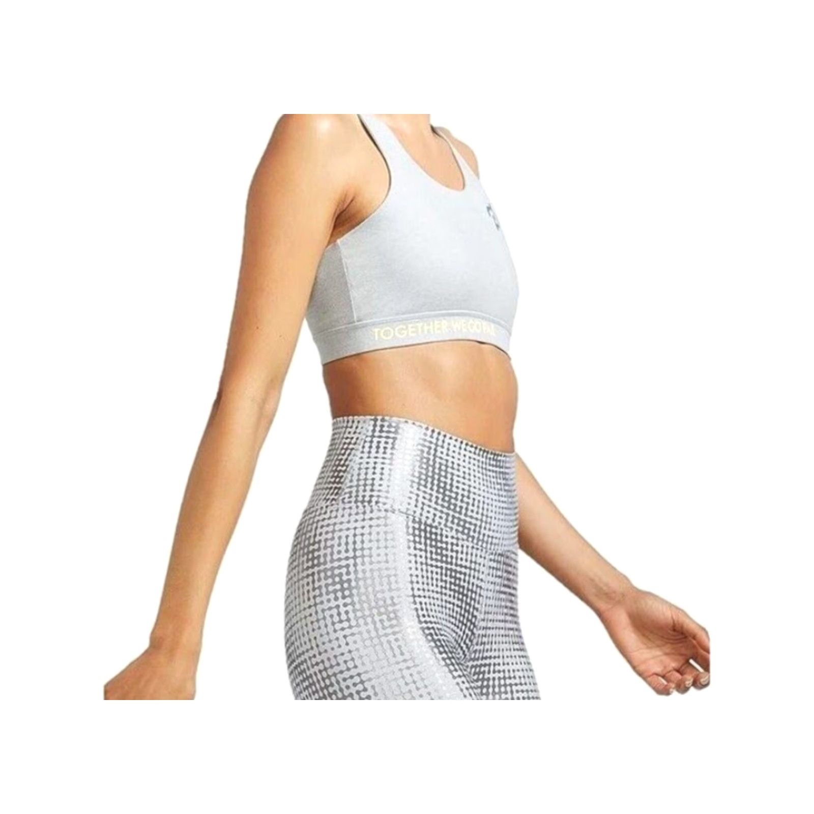 Vintage Peloton Sports Bra Womens Heathered Gray Racerback High Support Pullover One Size Small Strappy Logo Together We Go Far Size ONE SIZE - 4 Thumbnail