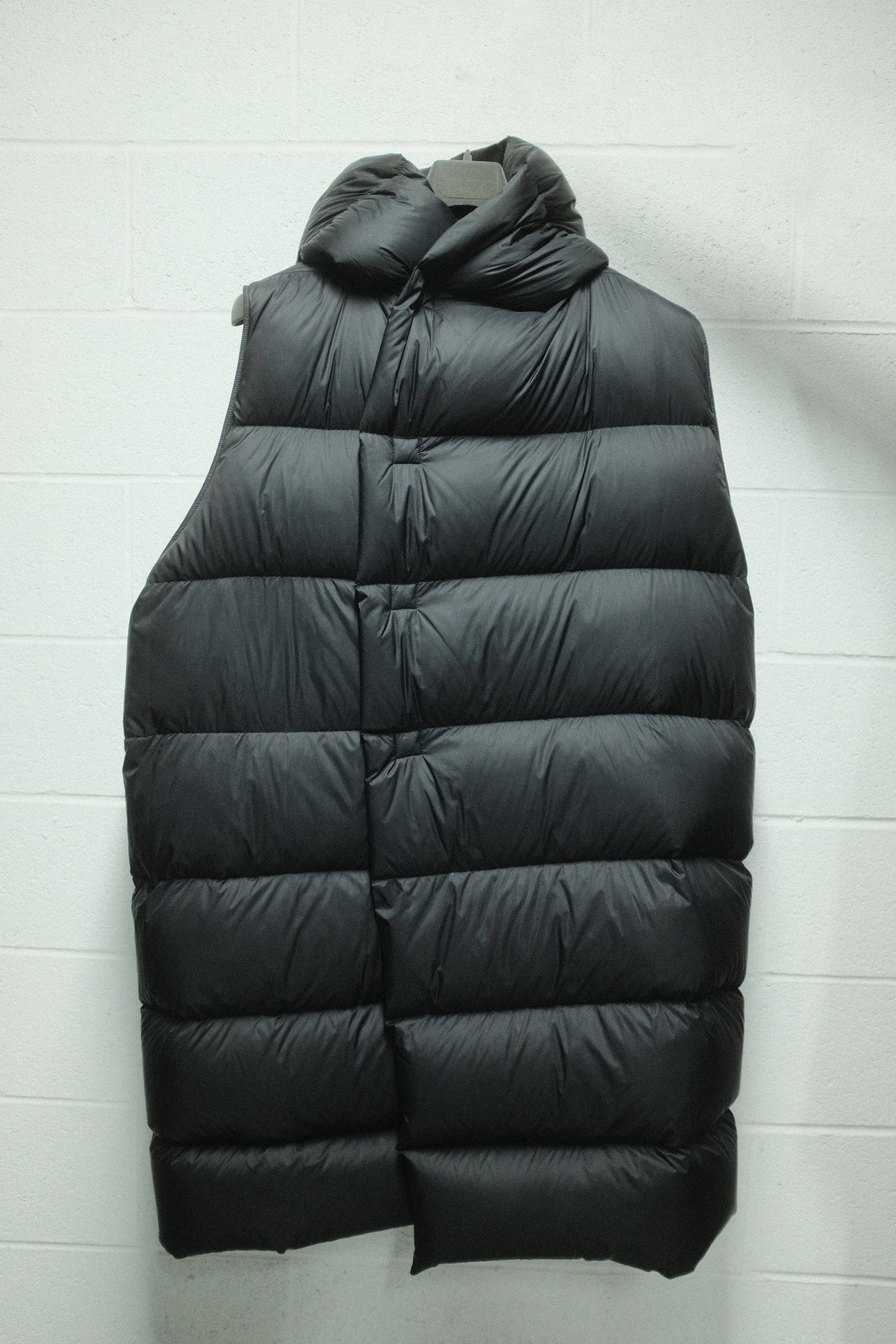 image of Rick Owens Black Liner Down Vest, Men's (Size Large)