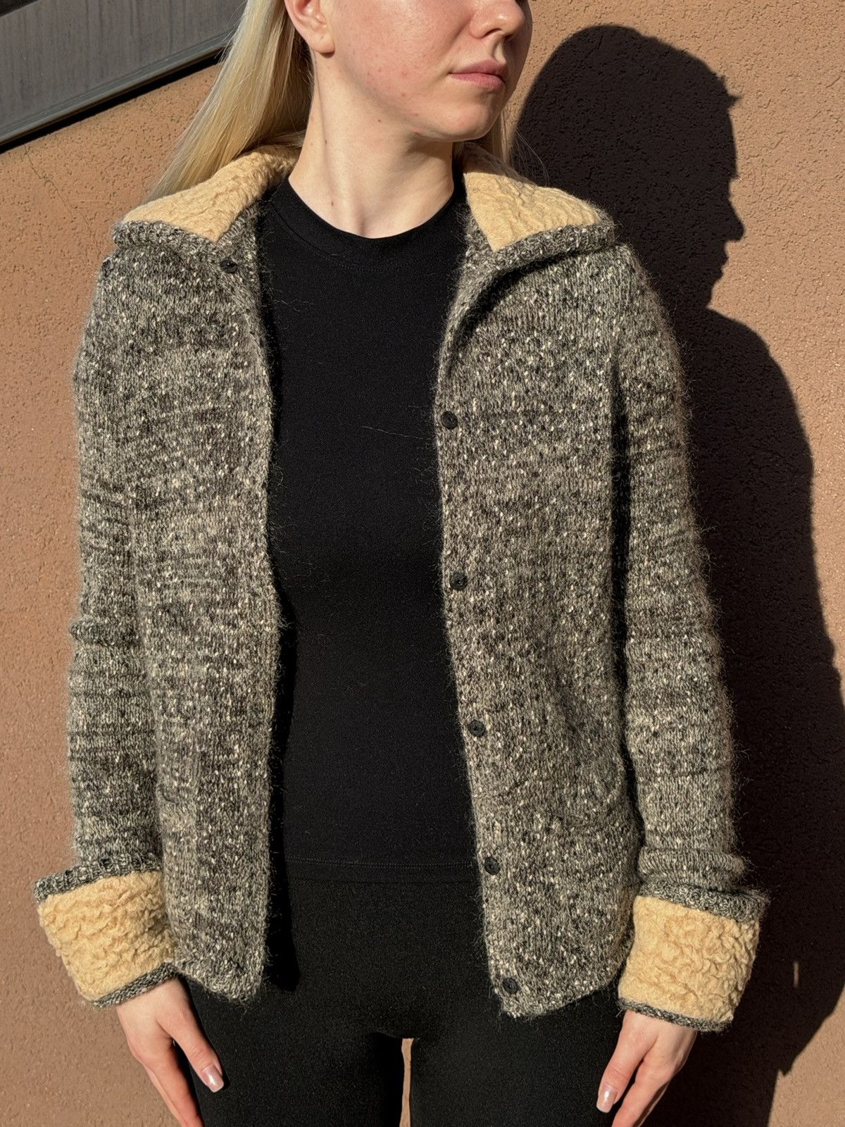 Prada Prada Charcoal Mohair Cardigan with Shearling Trim size 44 Size M / US 6-8 / IT 42-44 - 2 Thumbnail