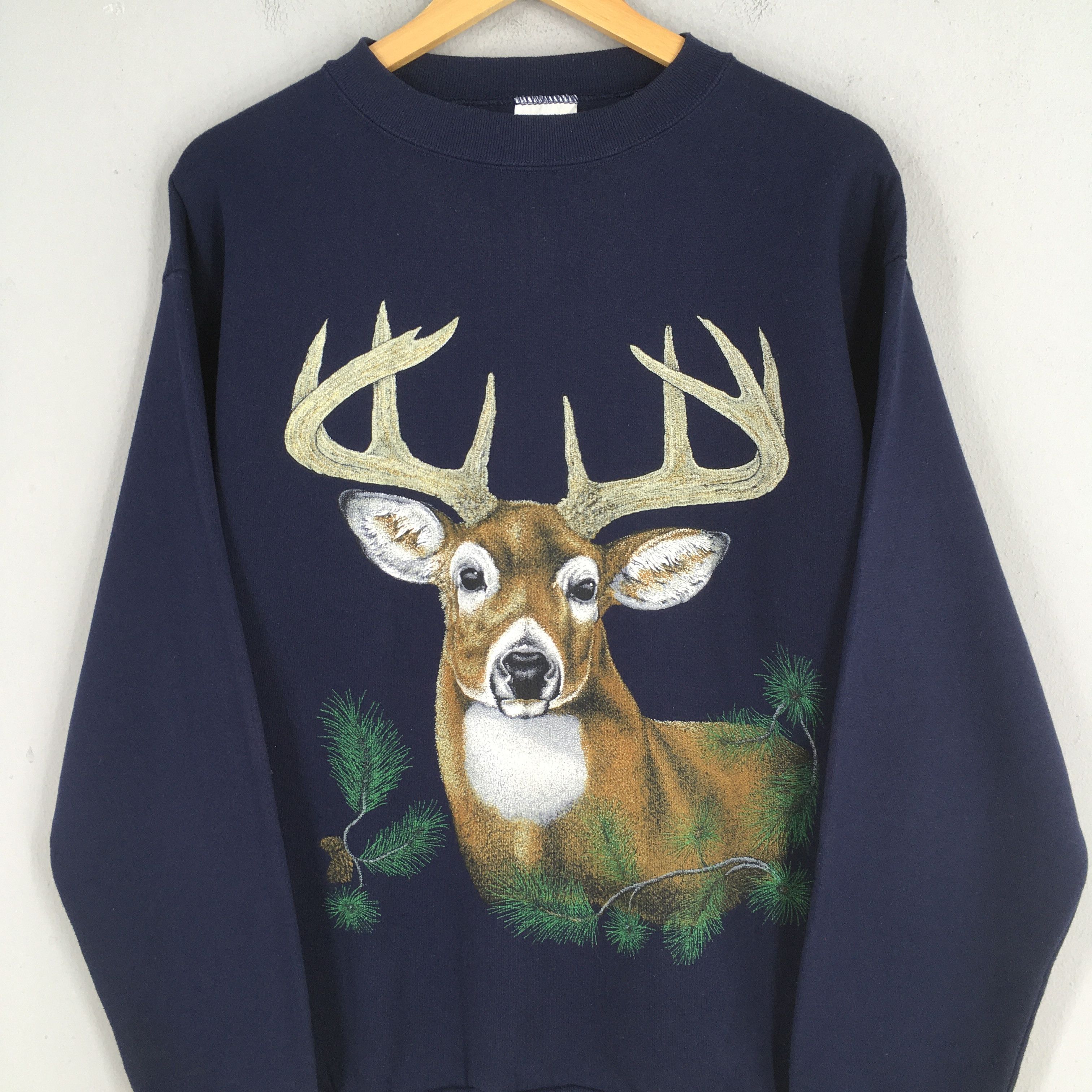 Habitat Vintage Deer Animal White-Tailed Blue Sweatshirt XLarge Size US XL / EU 56 / 4 - 2 Thumbnail