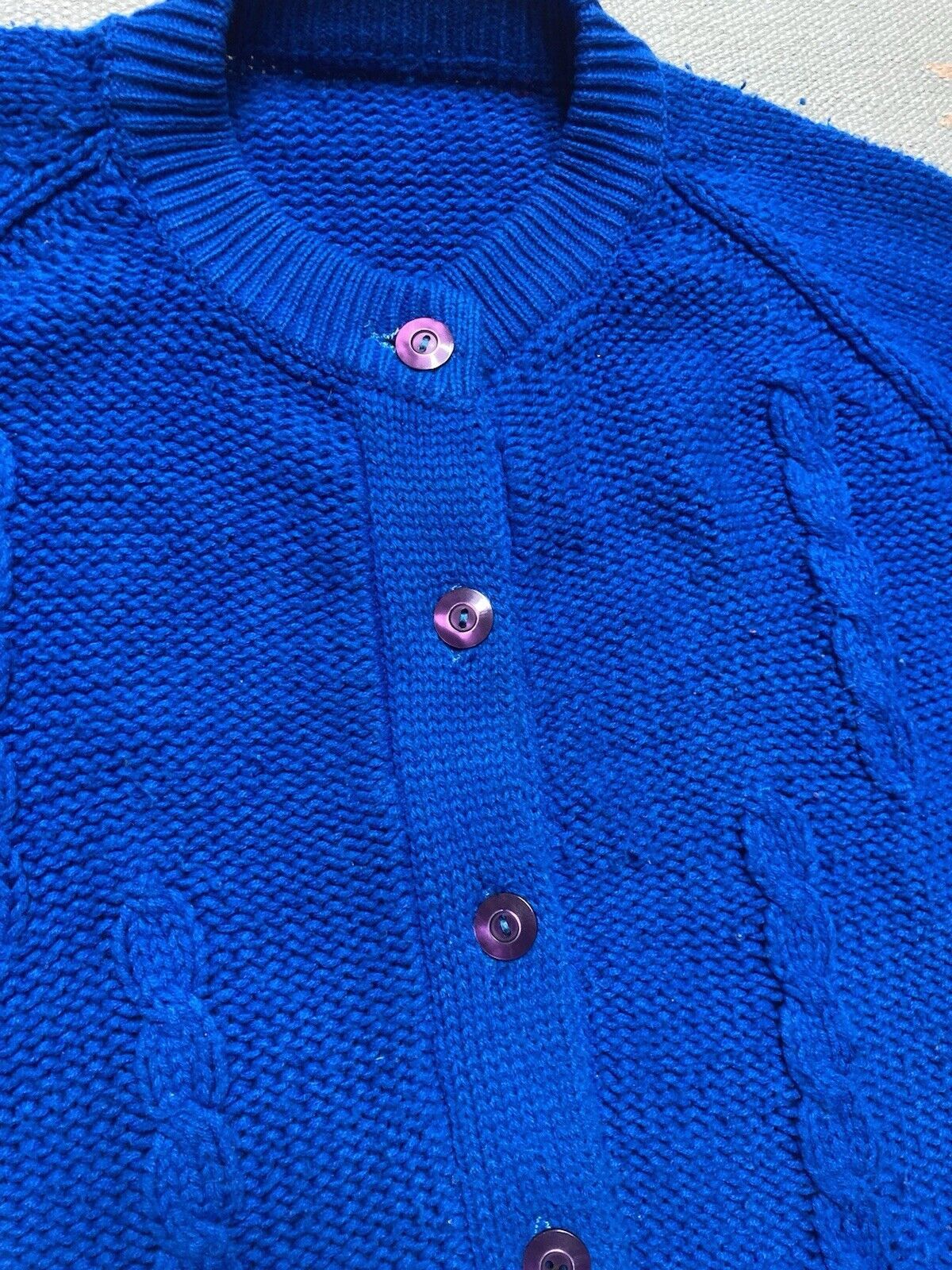 Vintage 60s button front cardigan sweater cable knit acrylic? wom XL Size XL / US 12-14 / IT 48-50 - 3 Thumbnail