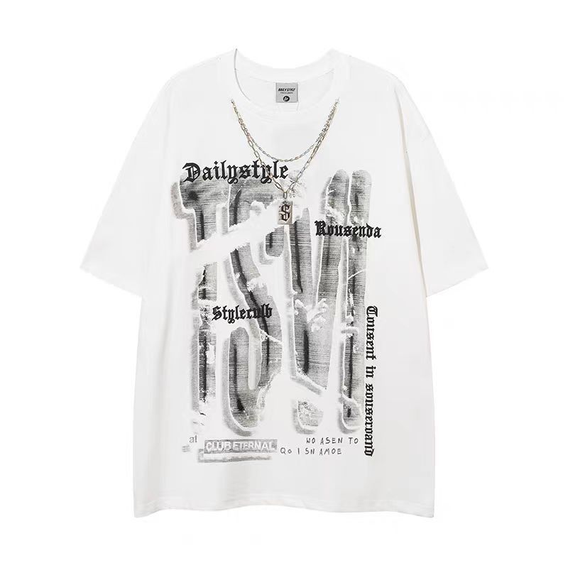 Japanese Brand Gothic Letter Graffiti Cross Necklace Short Sleeve T-Shirt Size US M / EU 48-50 / 2 - 1 Thumbnail