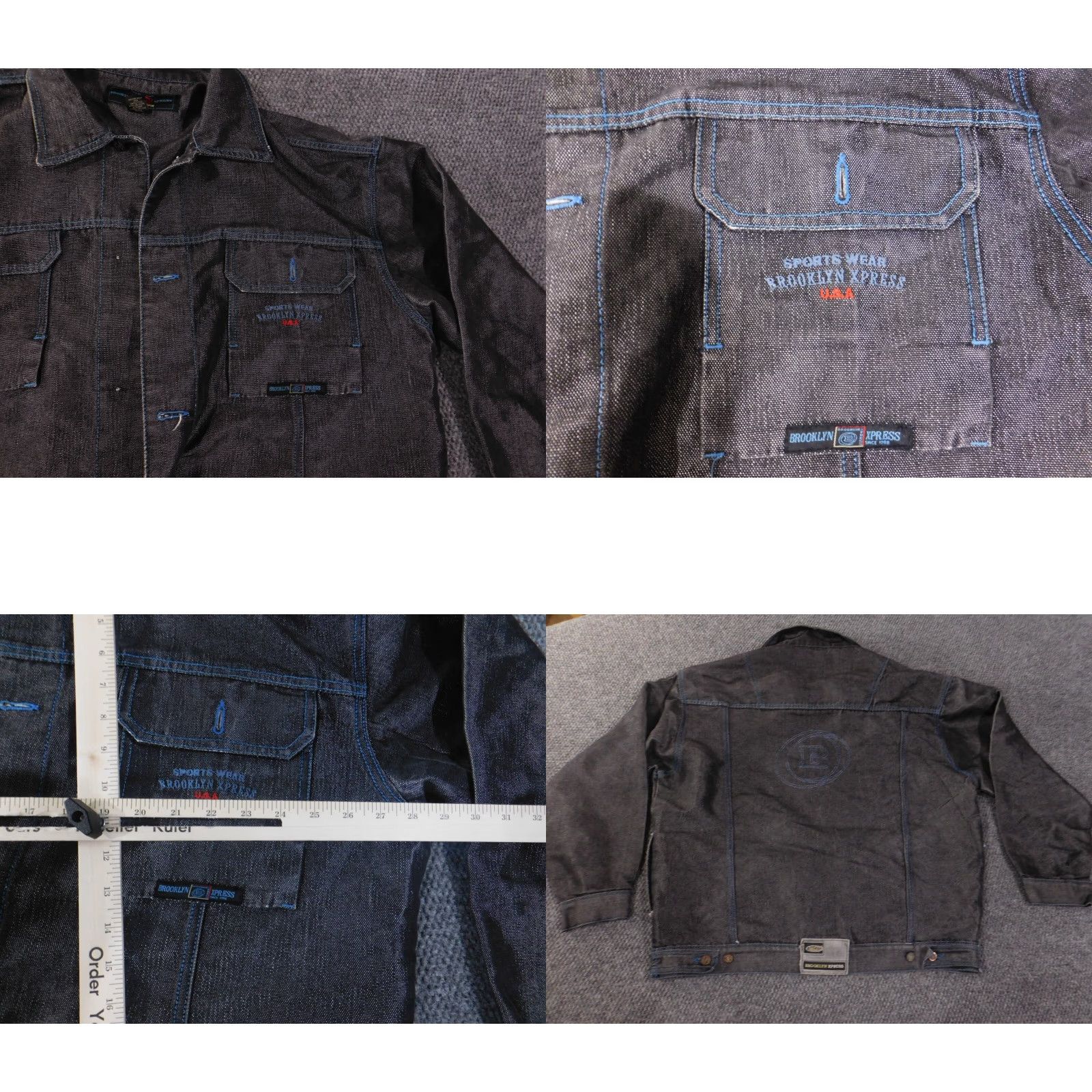 Express BROOKLYN XPRESS Jacket Mens 2XL Bomber Denim Black Vintage Army Casual Pockets Classic Cotton Lining Mid-Length Representation: Atom Size US XXL / EU 58 / 5 - 8 Thumbnail