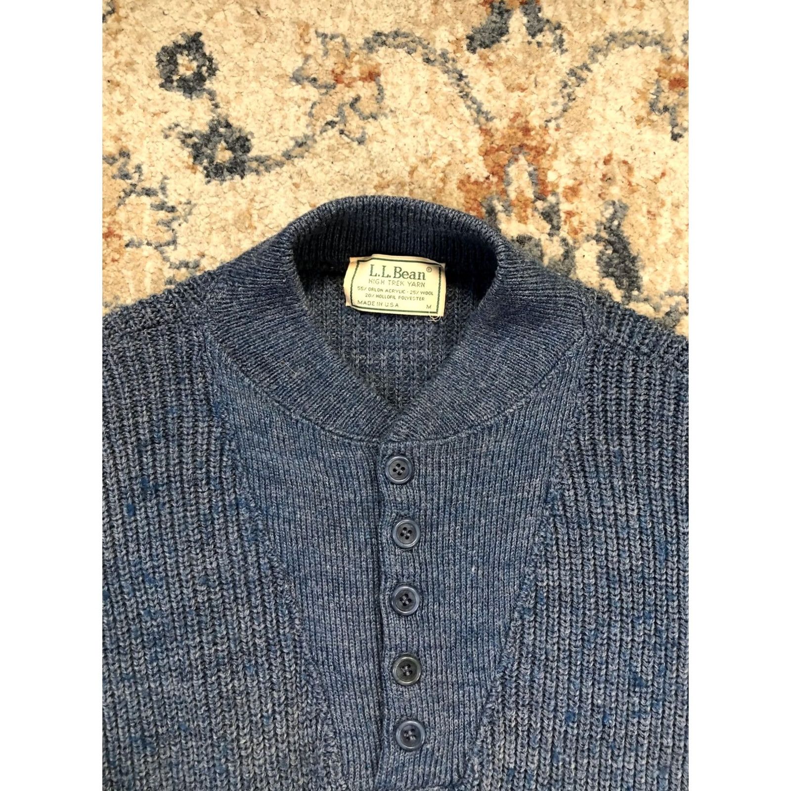 Vintage VINTAGE L.L. Bean Sweater Mens Medium Blue Mock Neck Henley Knit Pullover USA Shirt Mens Medium Blue Hemley Knit Sweater Size US M / EU 48-50 / 2 - 2 Thumbnail