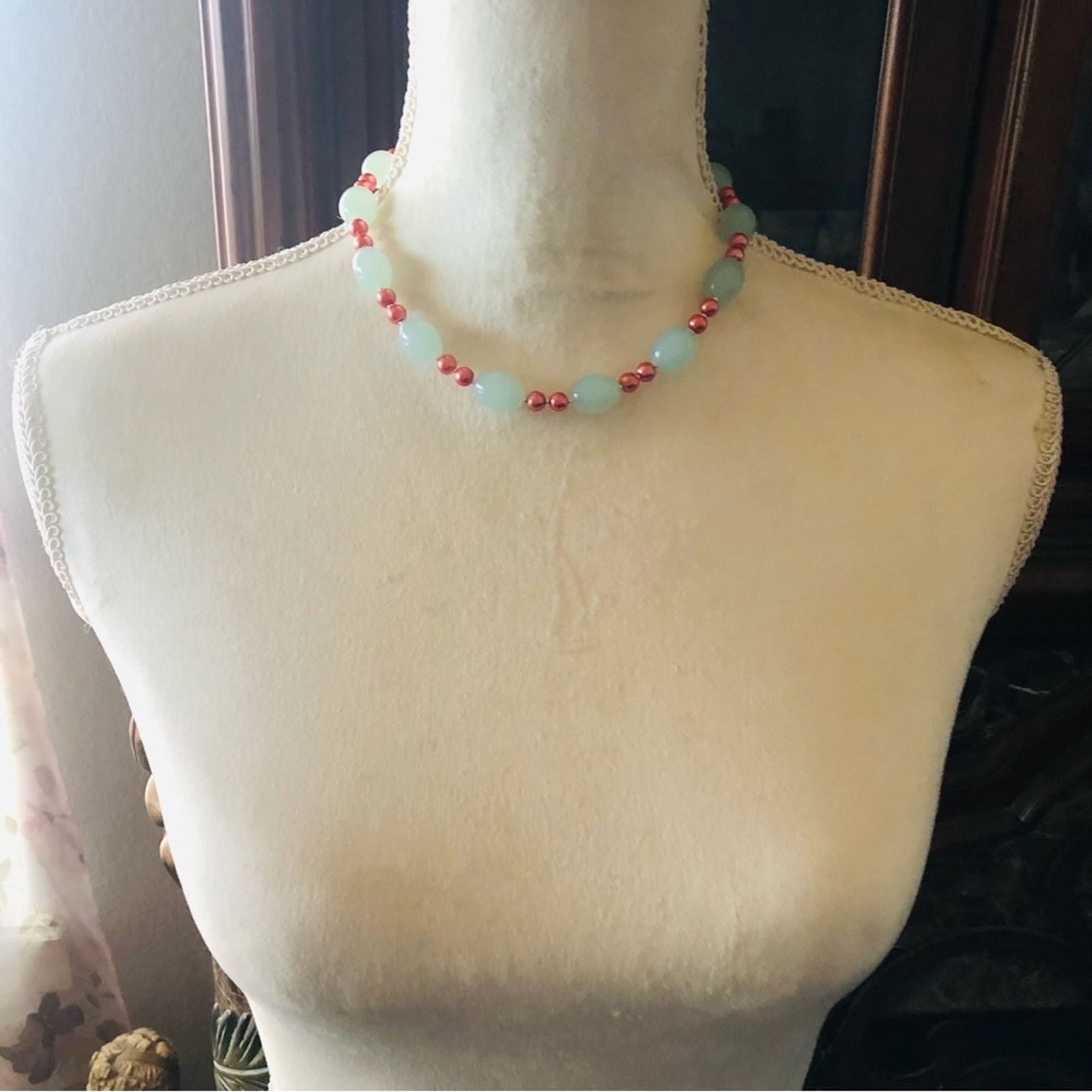 Handmade Handcrafted repurpose barrel opalite Pearl necklace Size ONE SIZE - 5 Thumbnail