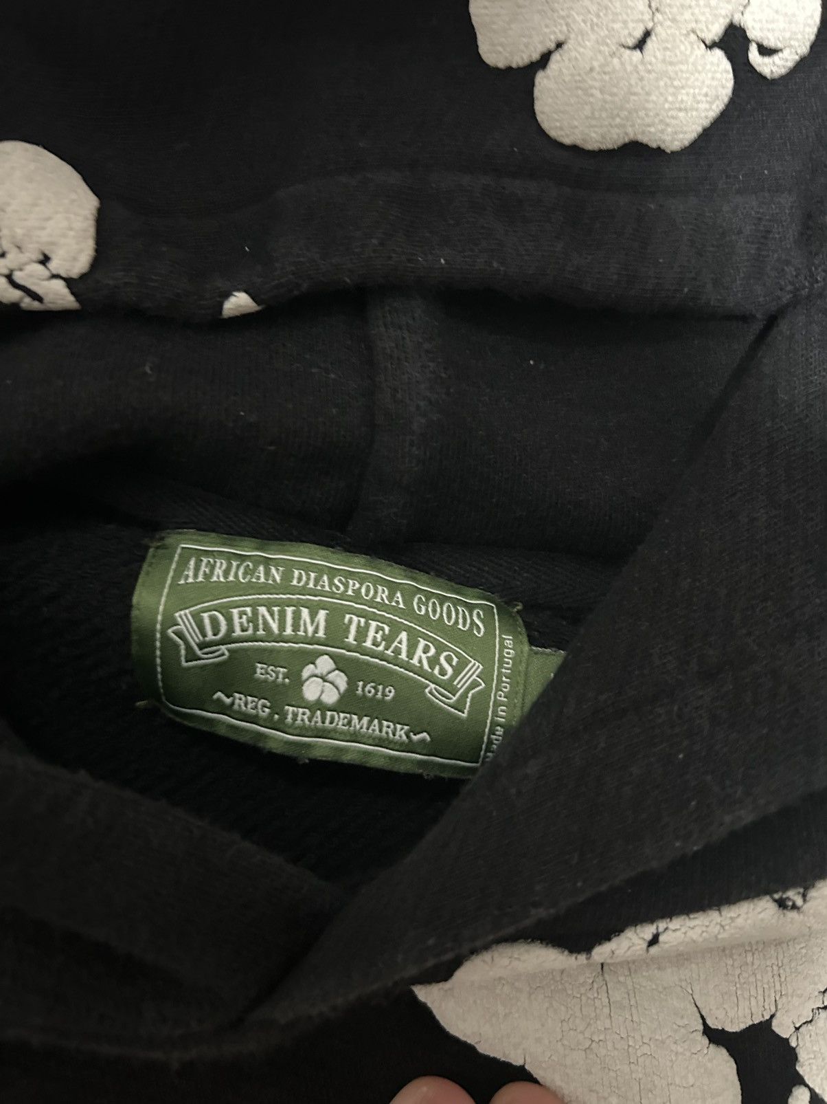 DENIM TEARS Denim tears black hoodie with the white flowers Size US S / EU 44-46 / 1 - 5 Thumbnail