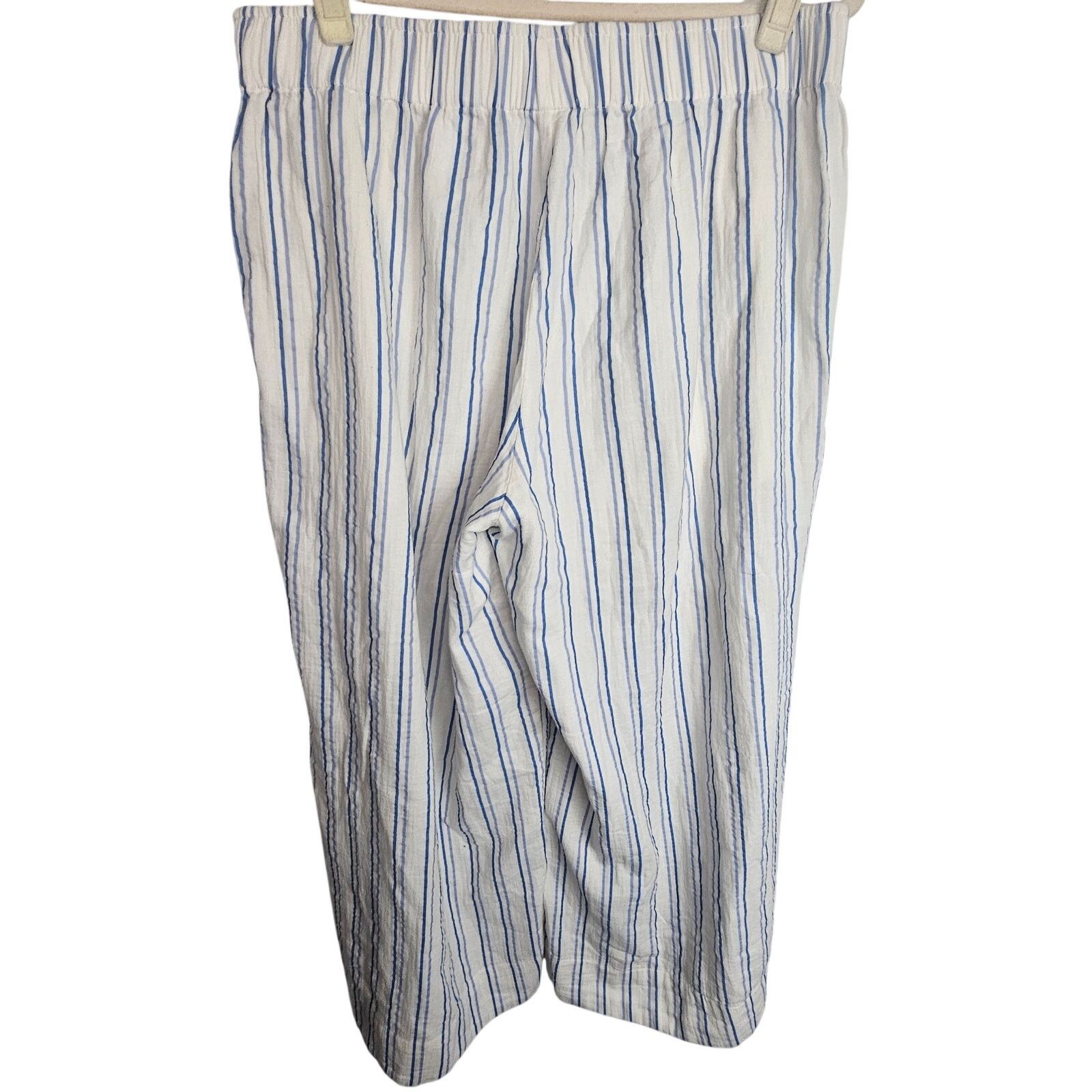 PACCBET Pact Atlantic Stripe Sea Salt Double Gauze Wide Leg Pants Size 34" / US 12 / IT 48 - 6 Thumbnail