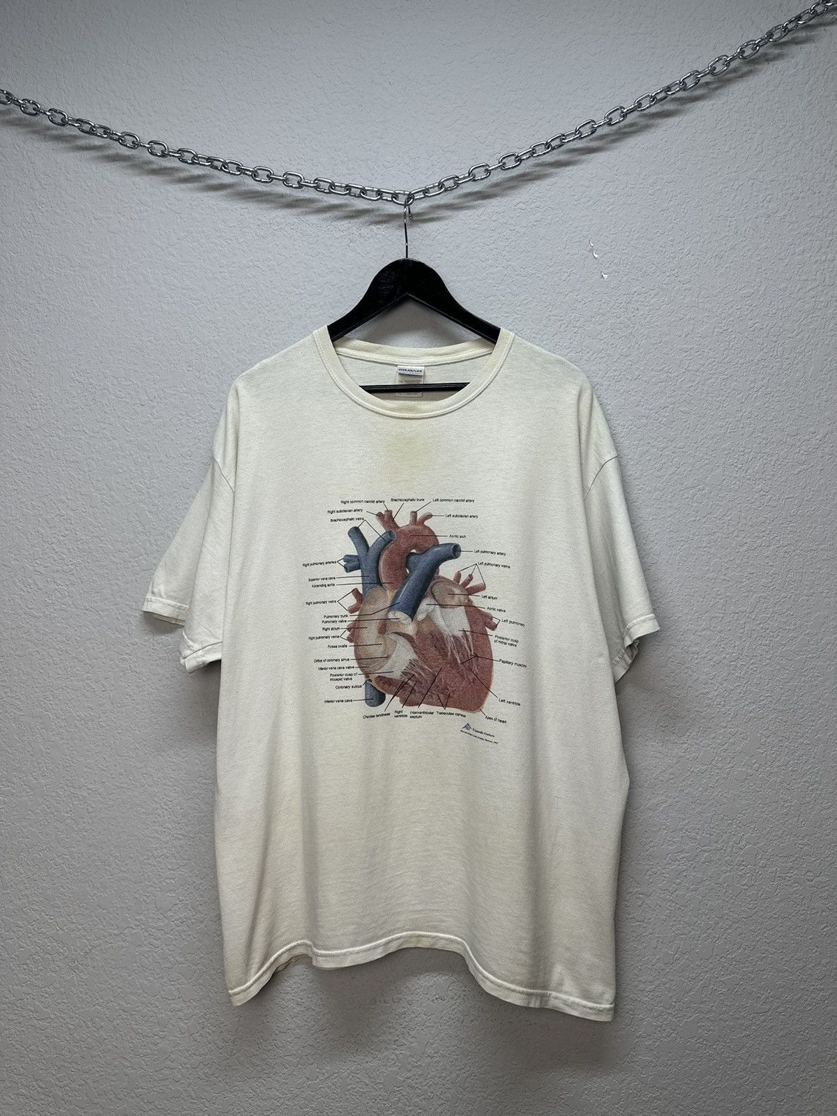 Gildan Vtg 1997 Anatomical Chart T-shirt Heart 80s Kurt Cobain Size US XL / EU 56 / 4 - 1 Thumbnail