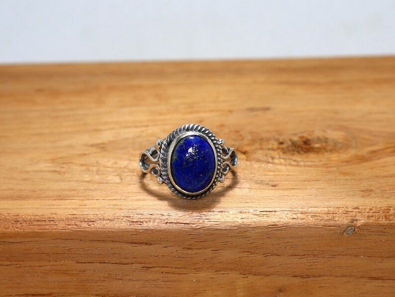 Handmade Lapis lazuli Ring, Sterling Silver Handmade Designer Jewelry Size ONE SIZE - 2 Thumbnail