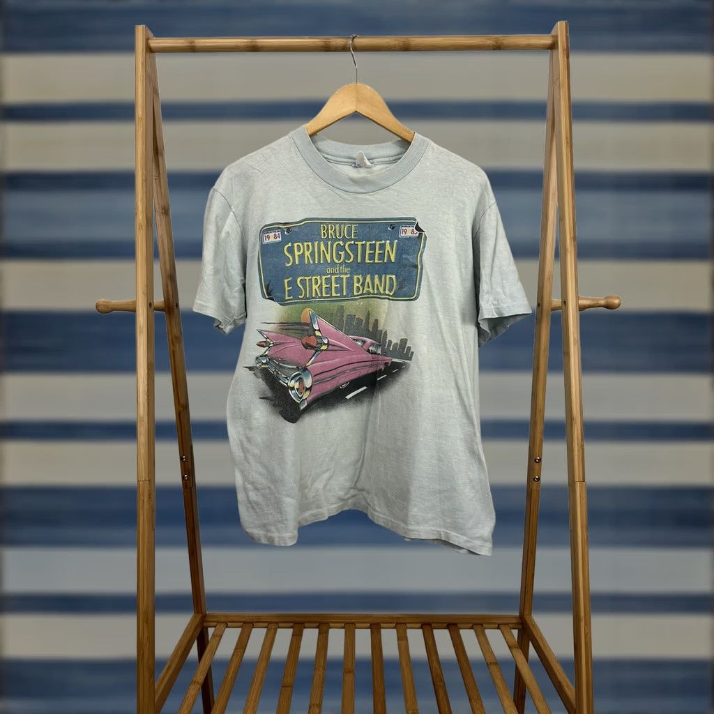 Vintage VTG 80s Bruce Springsteen & The E Street Band Born In The USA Tour T-Shirt XL Blue Mens Shirt Concert Tour Band Tees 80s Mens Size US XL / EU 56 / 4 - 1 Thumbnail
