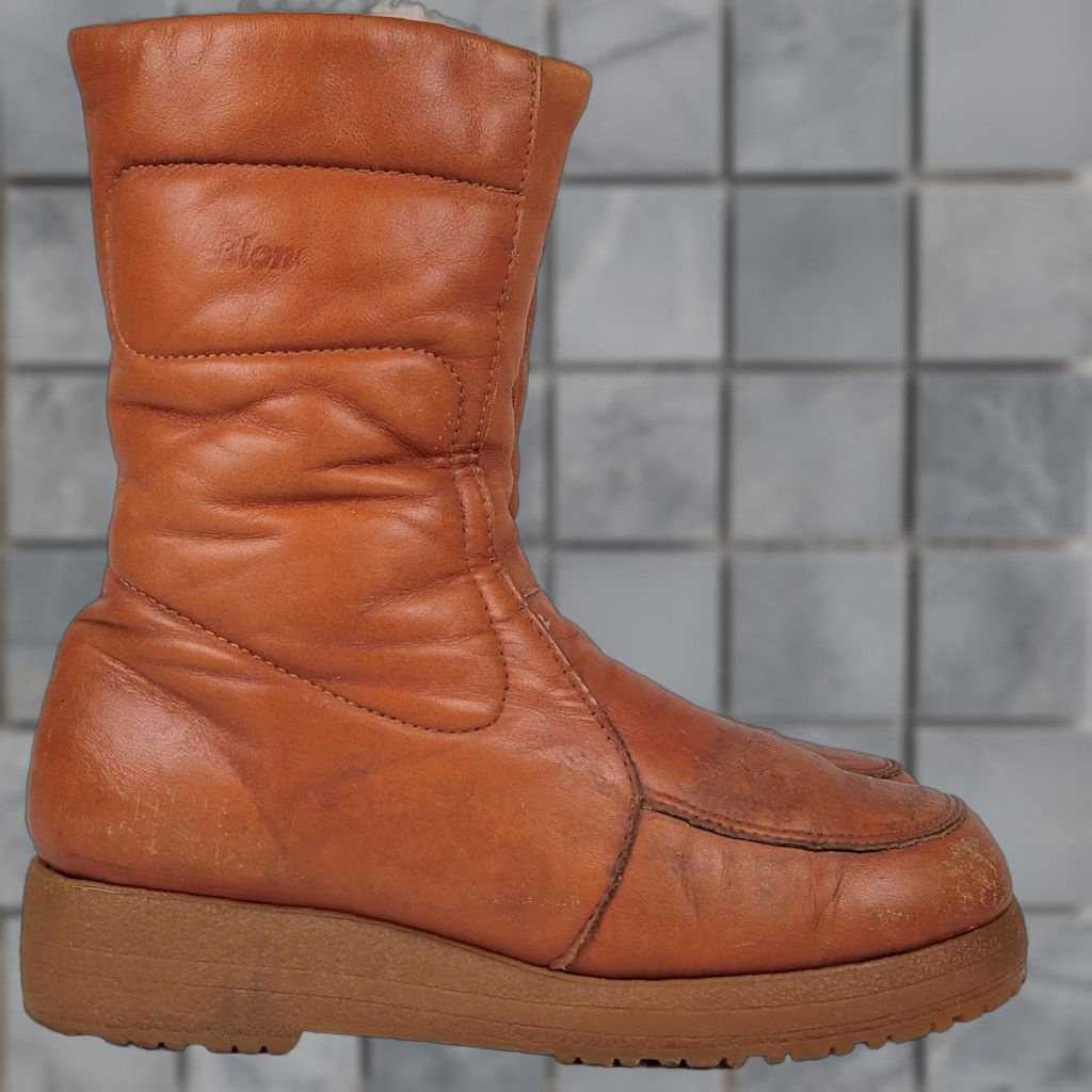 Blondo VINTAGE Blondo Leather Shearling Lined Zippered Boots Men 9 43 Brown 1980s Canada Mens Size US 9 / EU 42 - 1 Thumbnail
