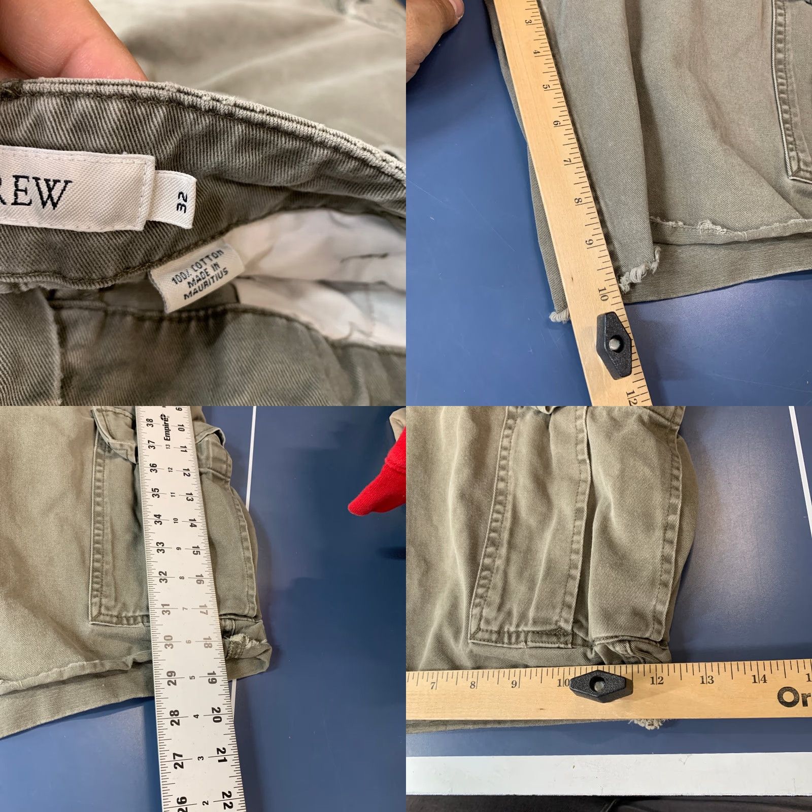 J.Crew J.CREW Military Cargo Shorts Mens 32x10 Green Distressed 100% Cotton Raw Hem - Cargo Shorts - Men - Green - 32x10 Size US 32 / EU 48 - 9 Thumbnail