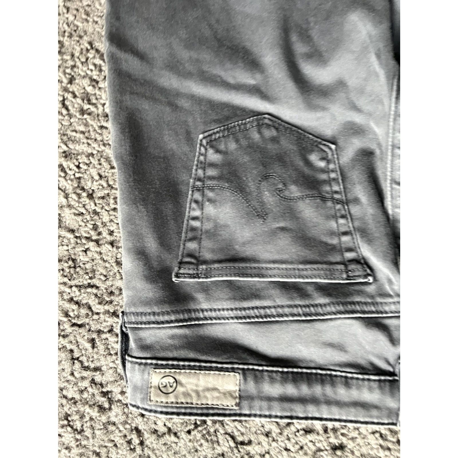 Vintage AG Adriano Goldschmied The Stilt Gray Jean Wash 25R Denim Straight 5-Pocket Cropped Mid Rise Women Jeans Size 42" / US 20 - 5 Thumbnail