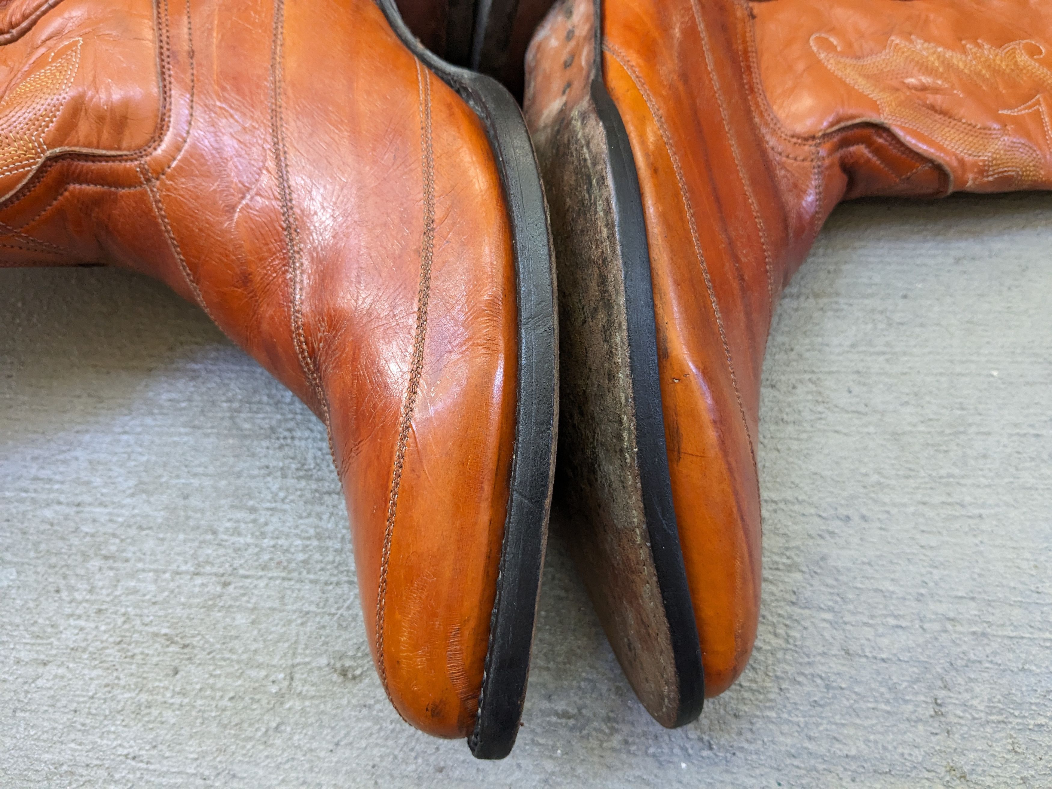 Vintage Eel Cowboy Boots Brown 8.5 Leather Mexico Botas Ranchwear Size US 8.5 / EU 41-42 - 5 Thumbnail