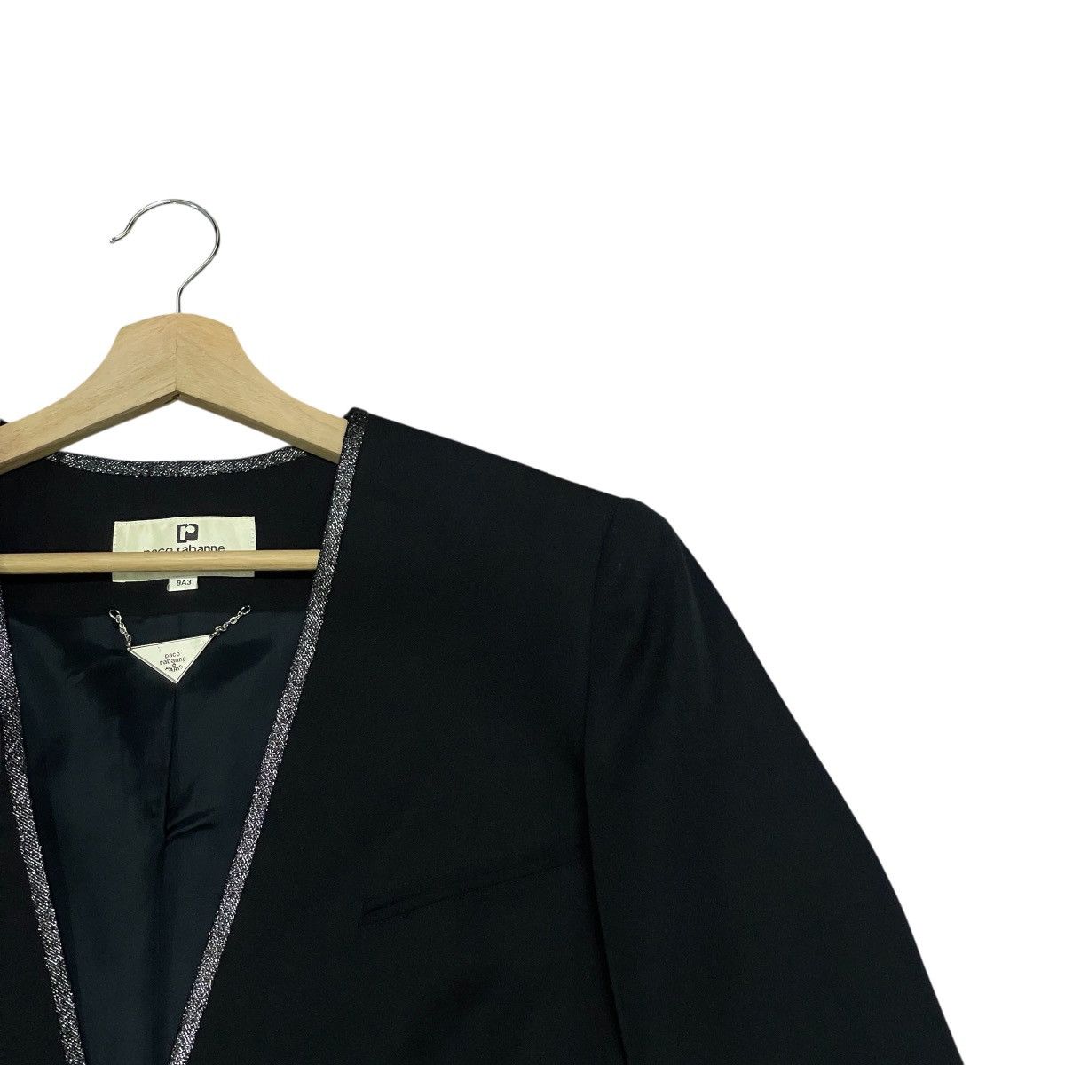 Paco Rabanne Vtg Paco Rabanne Paris V-neckline Silver Trim Outline Jacket Size M / US 6-8 / IT 42-44 - 2 Thumbnail
