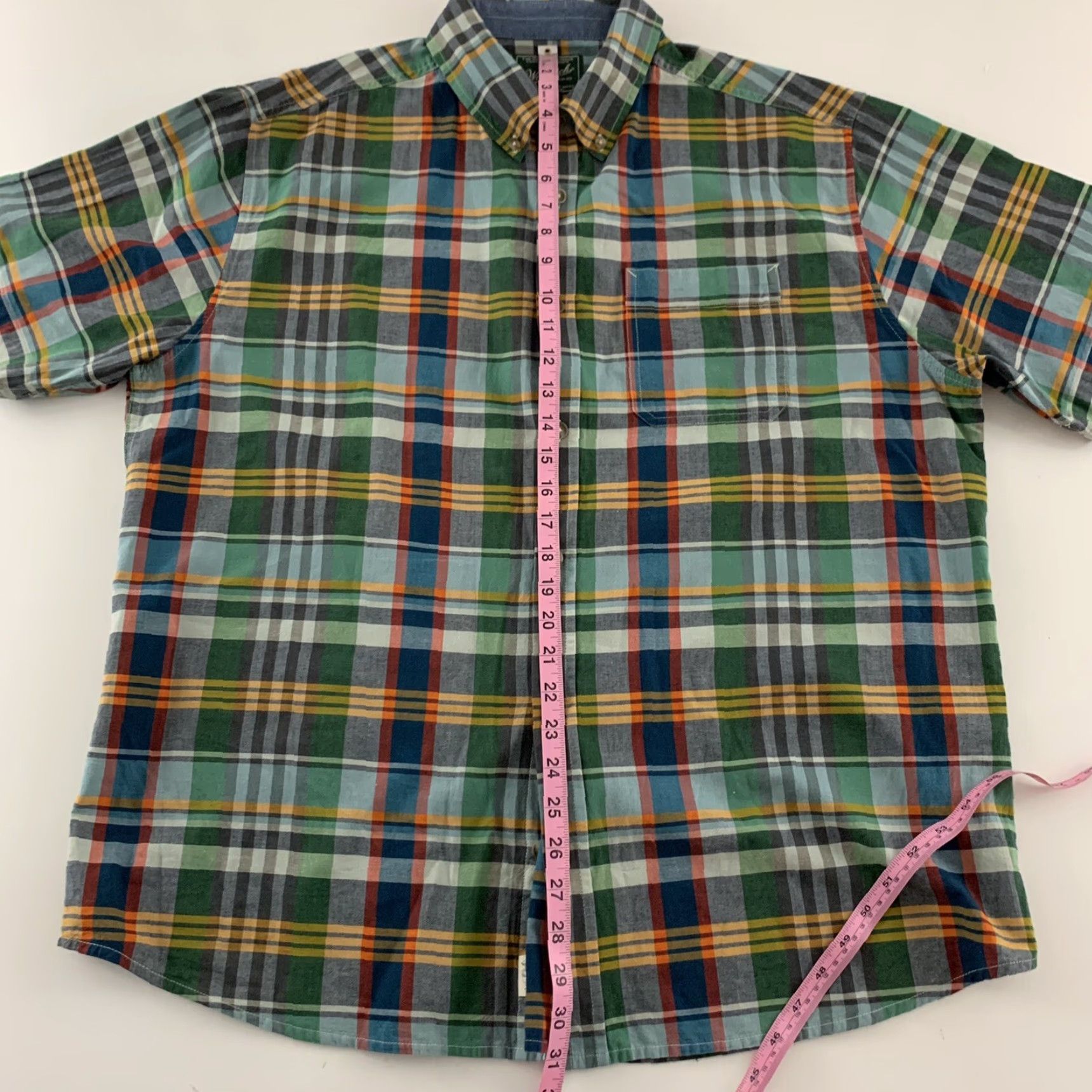 Vintage Woolrich Shirt Plaid Short Sleeve Button-Up XL Green Blue Gray Mens Size US XL / EU 56 / 4 - 2 Thumbnail