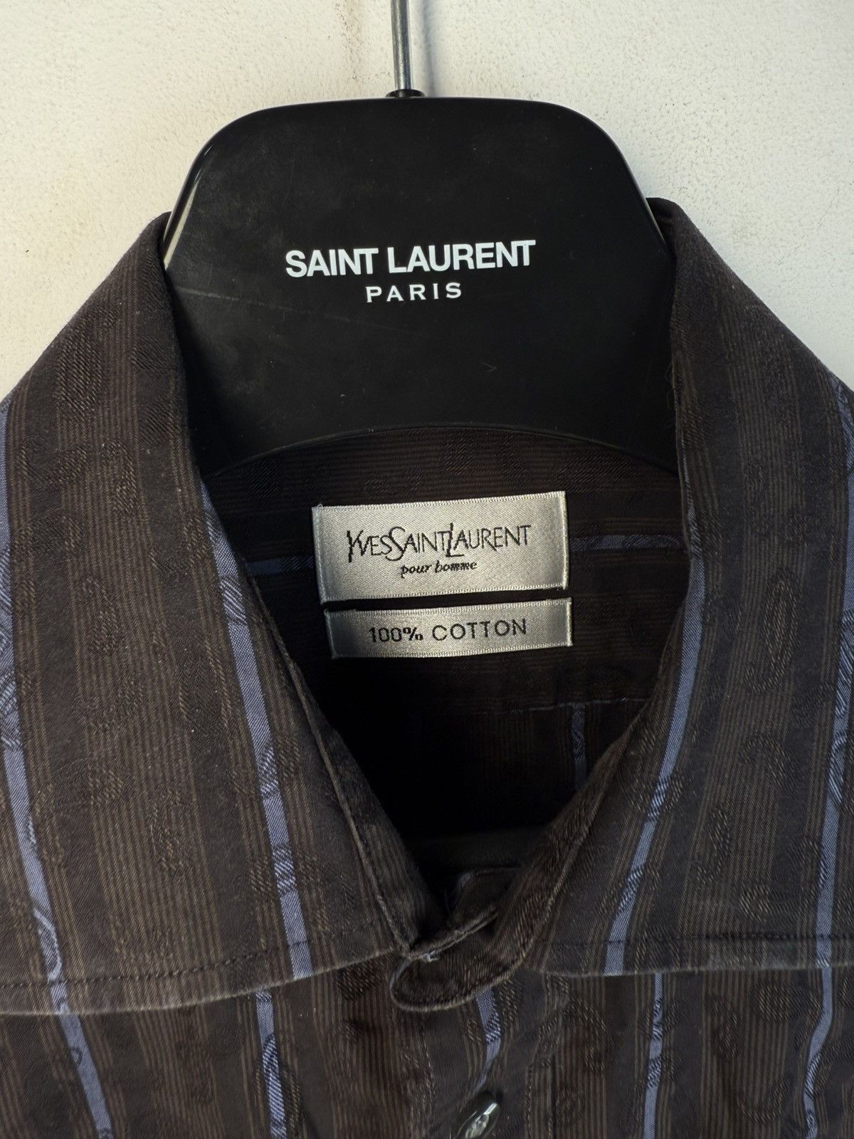 Yves Saint Laurent Paisley YSL Shirt Brown Button up Vintage Collar Dress y2k Size US L / EU 52-54 / 3 - 4 Thumbnail