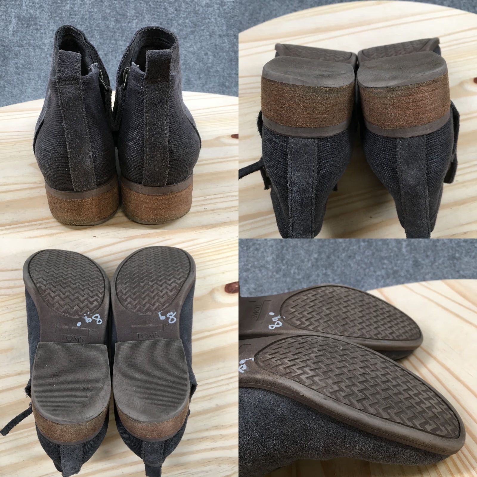 Toms TOMS Boots Womens 8 Gray Deia Ankle Booties Suede Heels Zip Casual Boots Gray 8 Shoes Women Modern Classic Size US 8 / IT 38 - 8 Thumbnail