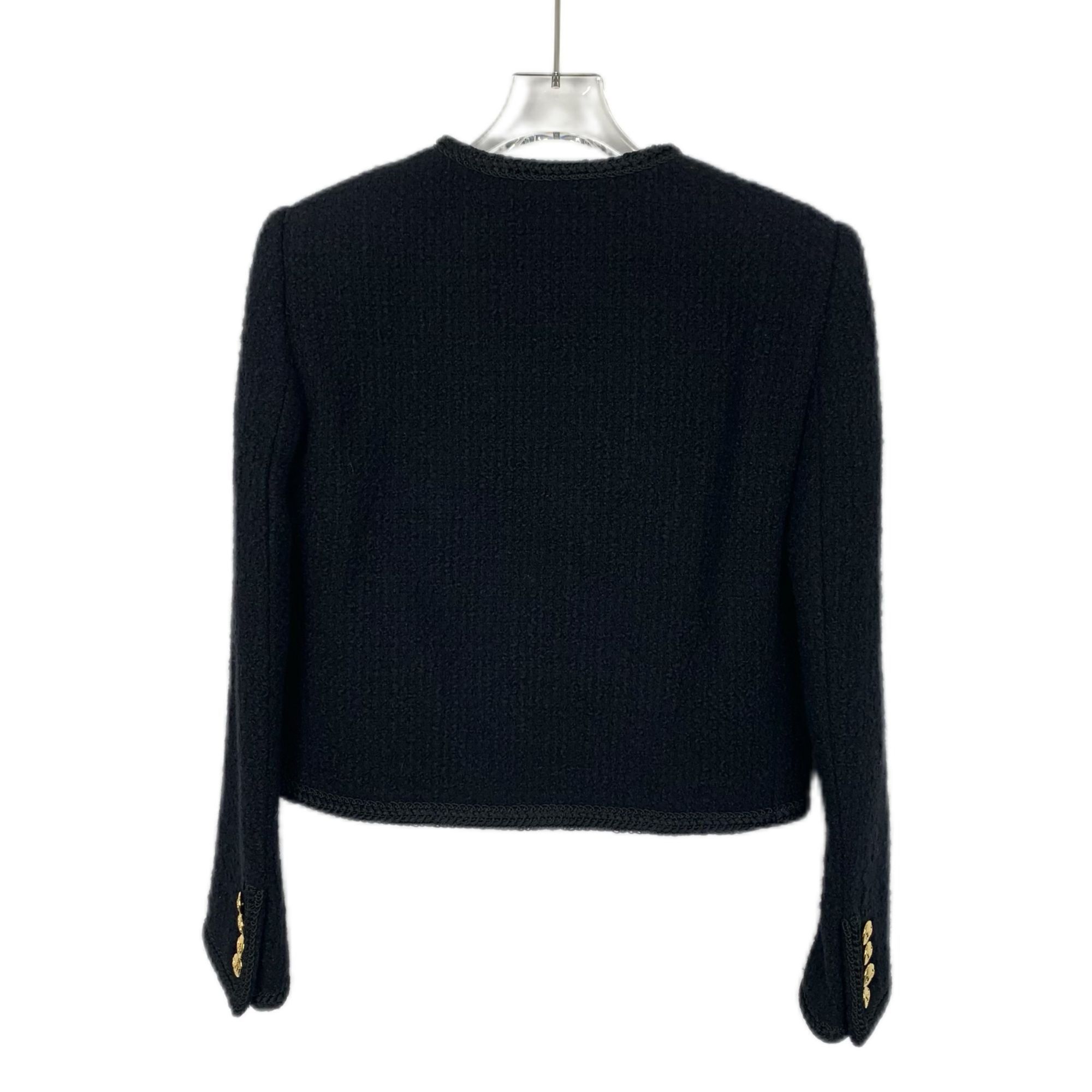 Celine Celine Black Wool Blend Long Sleeve Jacket With Gold Button Size XXS / US 00 / IT 34 - 8 Thumbnail