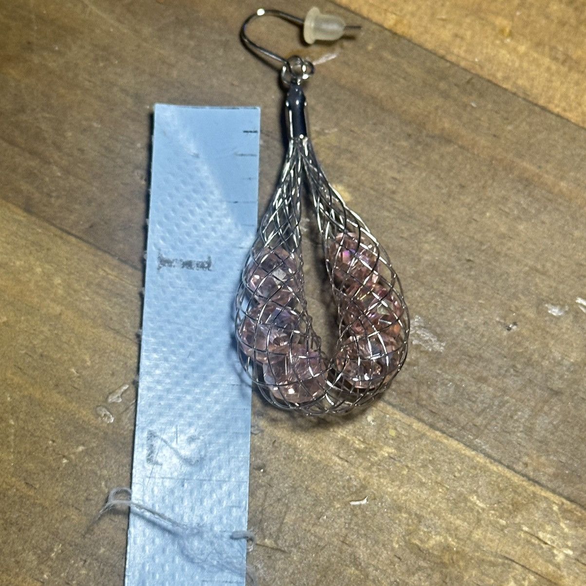 Other Silver tone caged pink crystals hoop earrings Size ONE SIZE - 3 Thumbnail