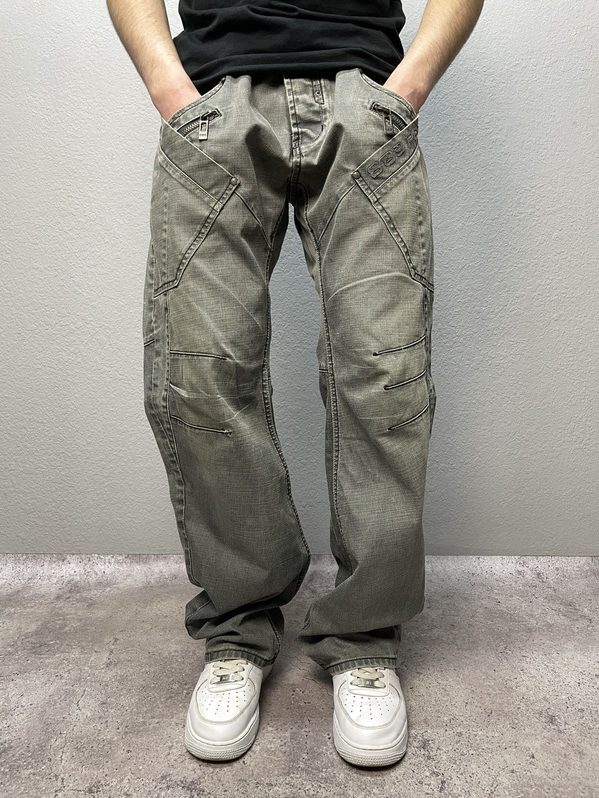 Vintage Vintage Distressed Y2K Police Cargo Jeans Pants Size US 34 / EU 50 - 1 Thumbnail