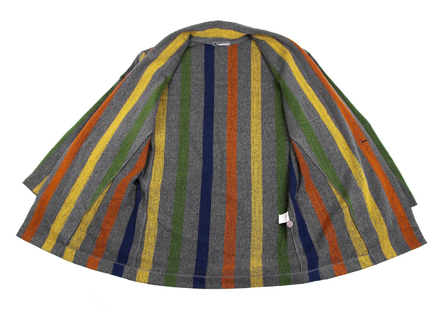Issey Miyake Color Stripe Ribbed Shawl Collar Jacket Gray Multi M Size US M / EU 48-50 / 2 - 10 Thumbnail
