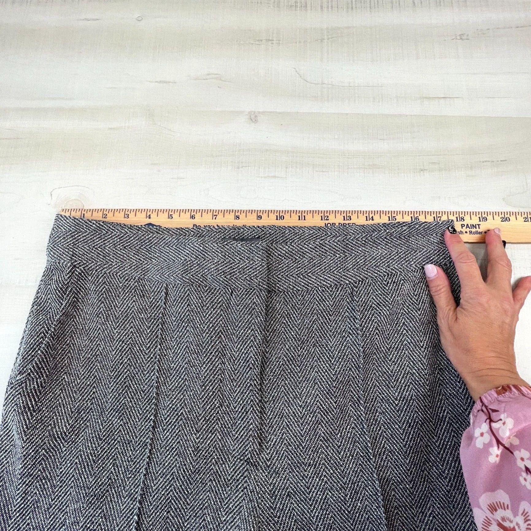 Vince Camuto Vince Camuto Womens Gray Herringbone Flat Front Tapered Leg Career Pants Size 12 Size 34" / US 12 / IT 48 - 7 Thumbnail