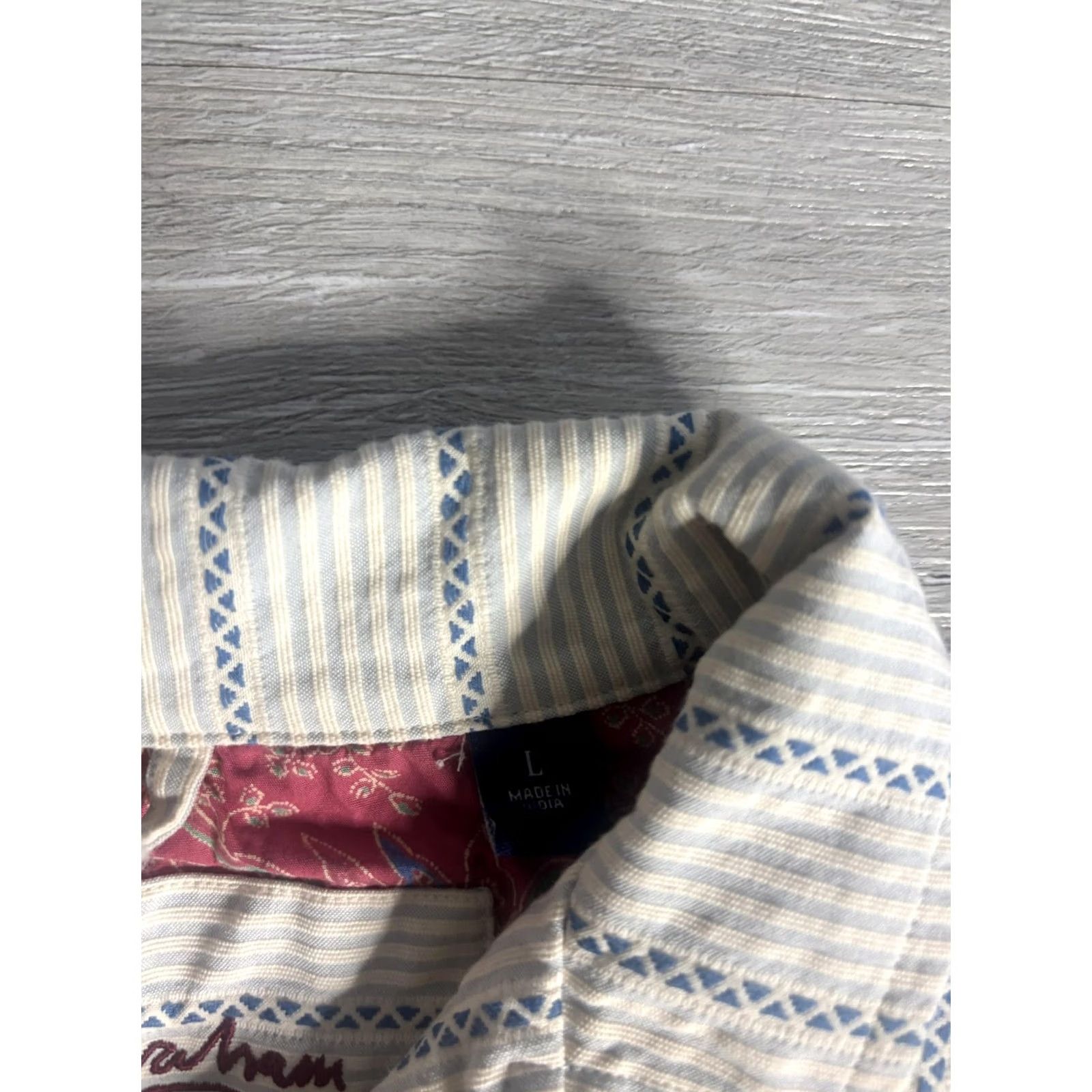 Robert Graham Robert Graham Blazer Sport Coat Mens Large White Striped Cotton Casual Jacket Size 42R - 5 Thumbnail