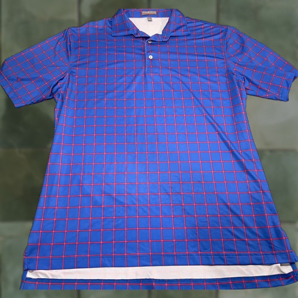 Peter Millar Peter Millar Summer Comfort Lrg Short Sleeve Blue/Pink Grid Print Polo Men’s Size US L / EU 52-54 / 3 - 1 Thumbnail