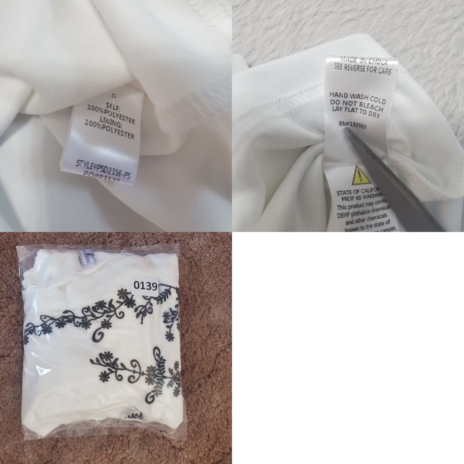 Vintage Piper & Scoot Dress Women S White Floral Embroidered Cap Sleeve Midi V-Neck Side Zip Casual Wedding Party/Cocktail Cottagecore Size S / US 4 / IT 40 - 9 Thumbnail
