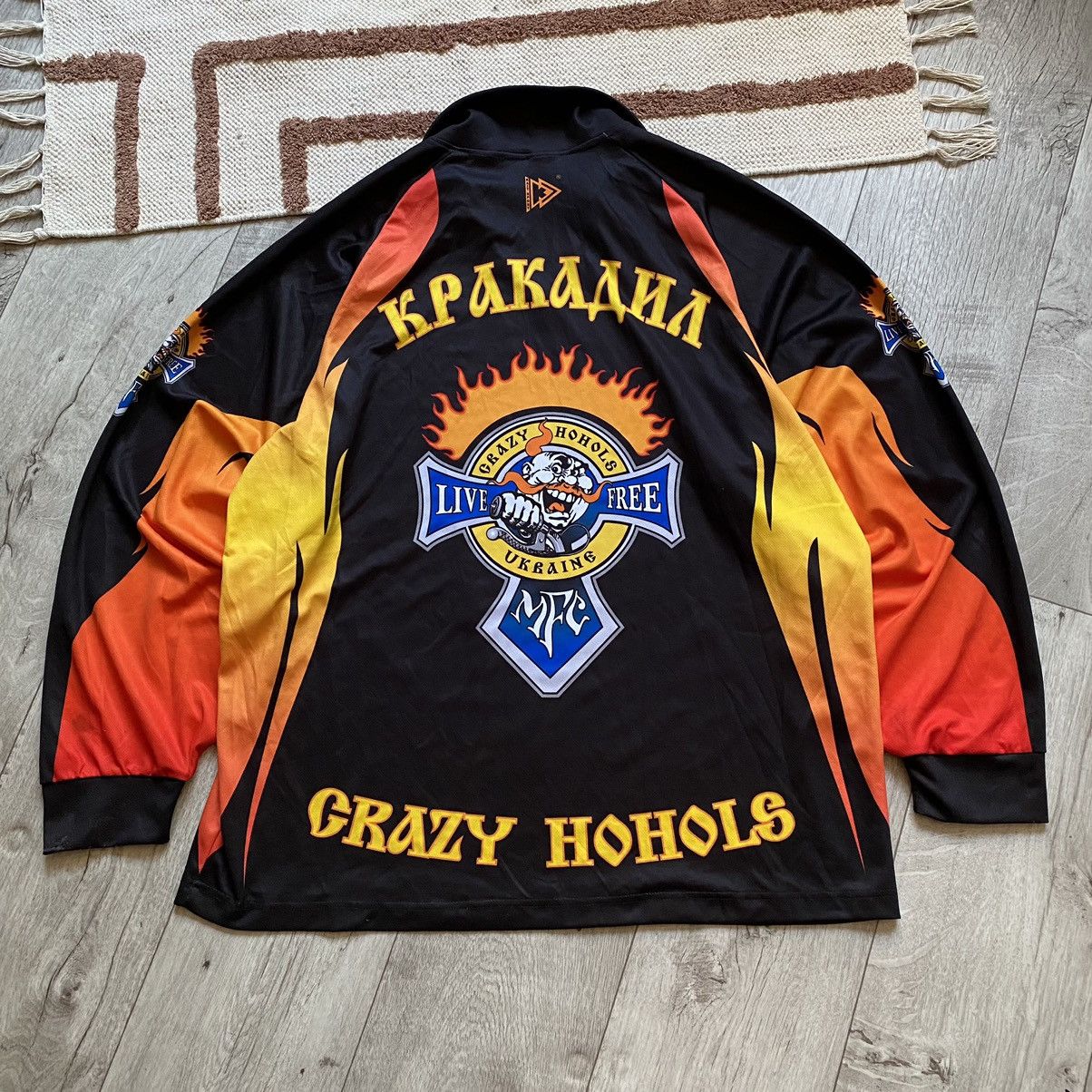 Harley Davidson VINTAGE CRAZY HOHOLS UKRAINE BIKERS FLAME KRAKADIL JERSEY Size US XL / EU 56 / 4 - 2 Thumbnail
