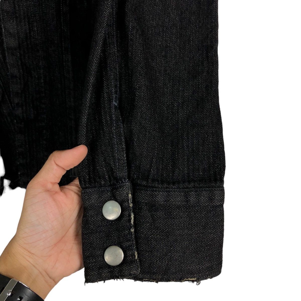 45rpm 🔥Vintage Biker Trucker Denim Jacket Daily News Japan Indigo Size US M / EU 48-50 / 2 - 15 Thumbnail