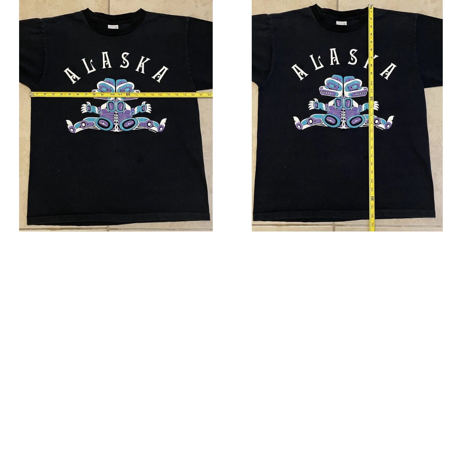 Native VINTAGE 90s Alaska Faded Art T-Shirt Black Men Small Short Sleeve Native Surf Skate Grunge Biker USA Art Nature Size US S / EU 44-46 / 1 - 8 Thumbnail