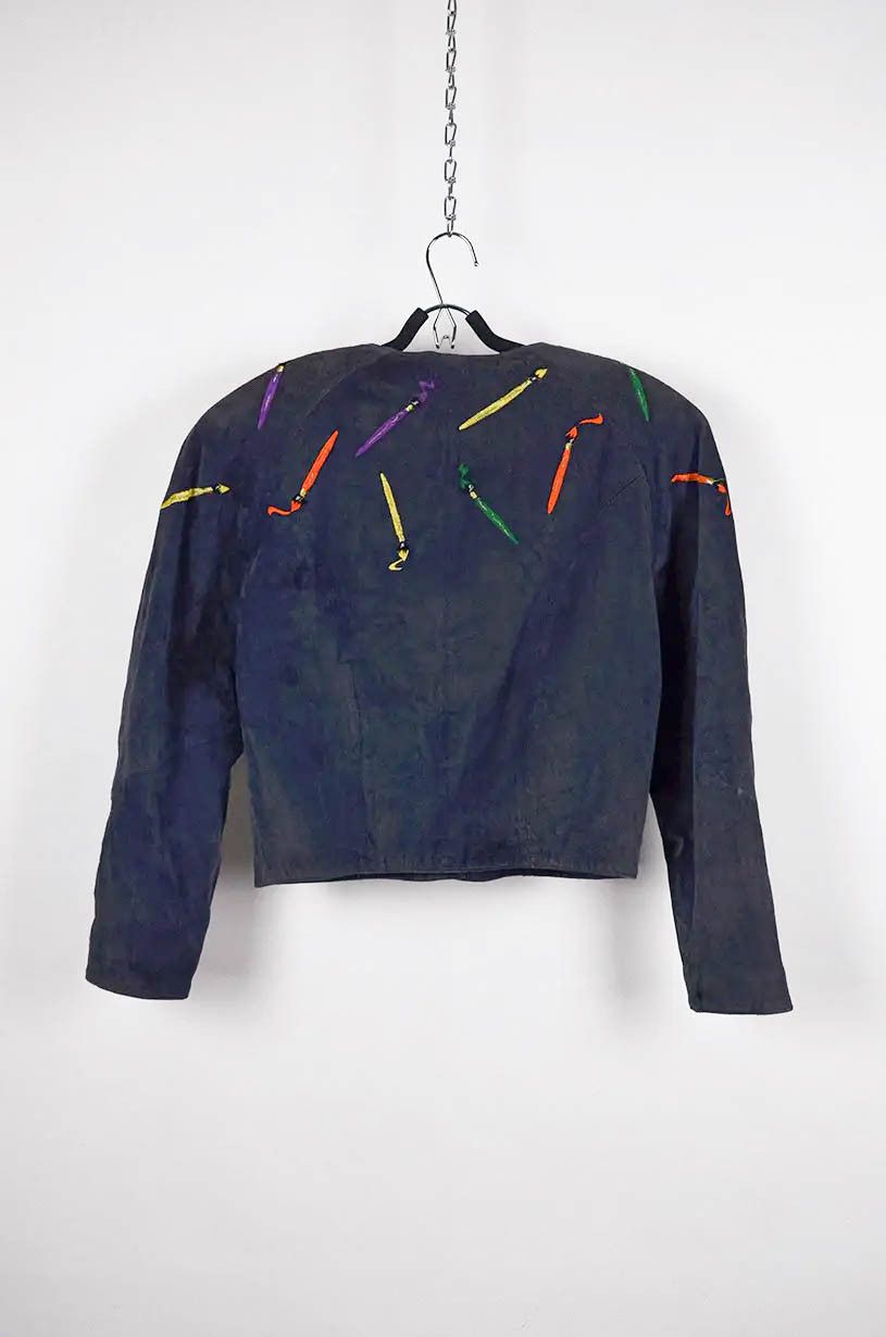 Vintage DINO’Z Embroidered Leather Jacket – Size 36 Size XS / US 0-2 / IT 36-38 - 2 Thumbnail